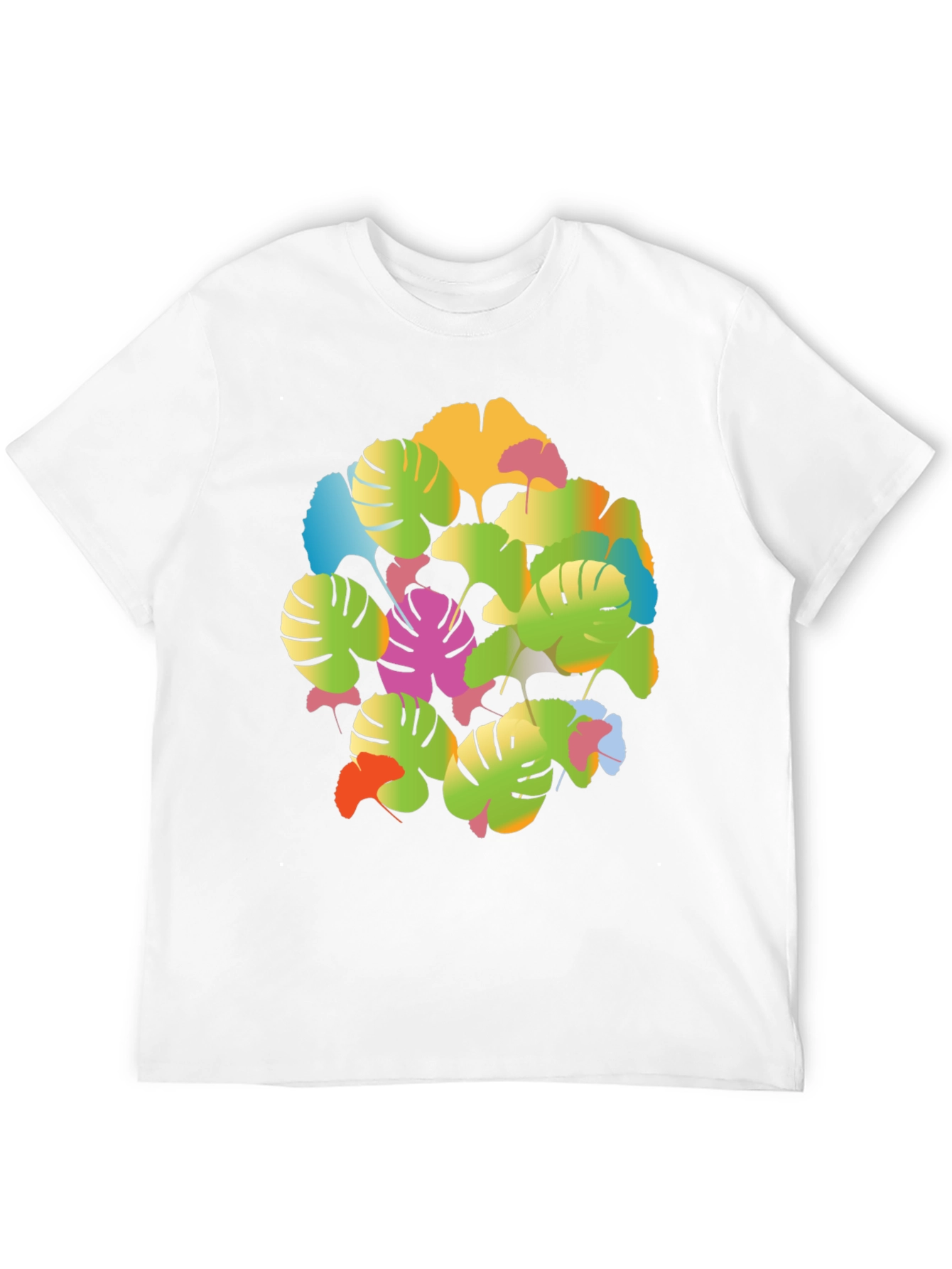 Tropical Leaf Print T-Shirt - Vibrant Graphic Tee