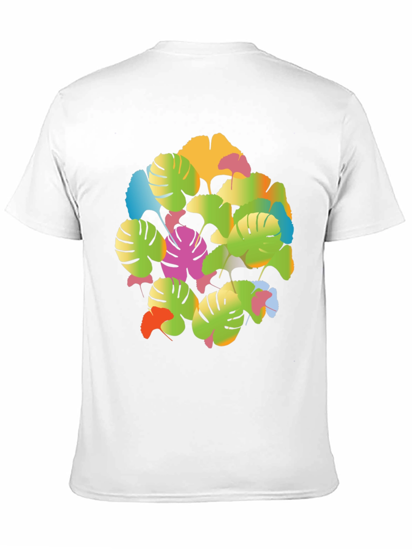 Tropical Leaf Print T-Shirt - Vibrant Graphic Tee