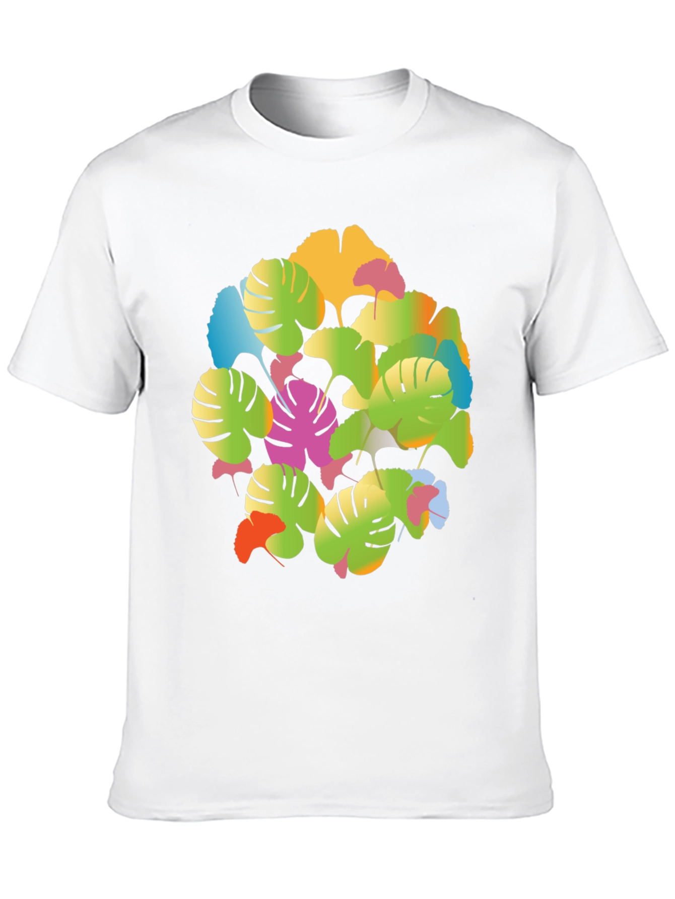 Tropical Leaf Print T-Shirt - Vibrant Graphic Tee