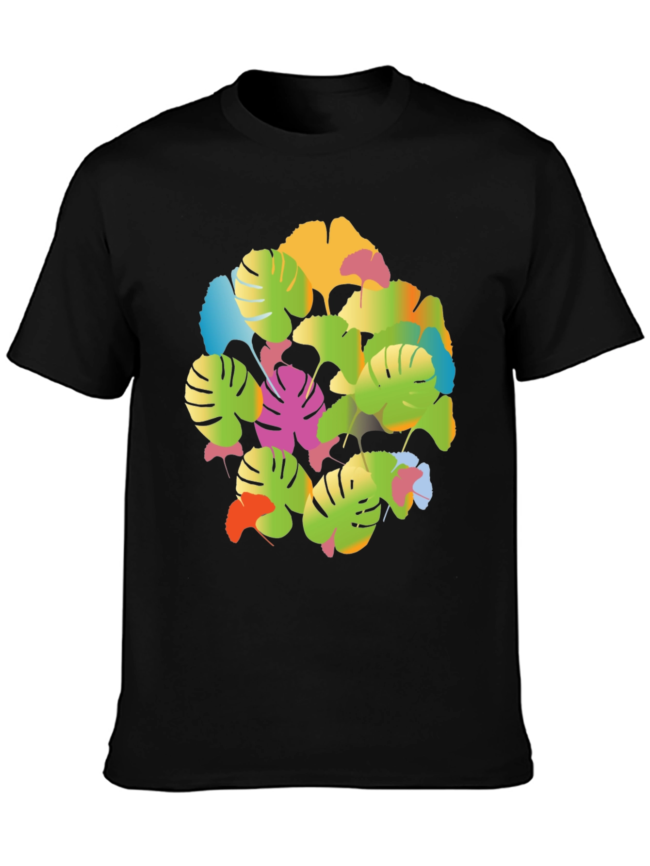 Tropical Leaf Print T-Shirt - Vibrant Graphic Tee
