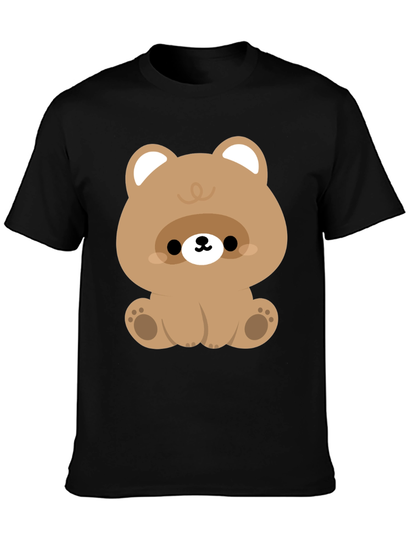 Cute Bear Graphic Black T-Shirt