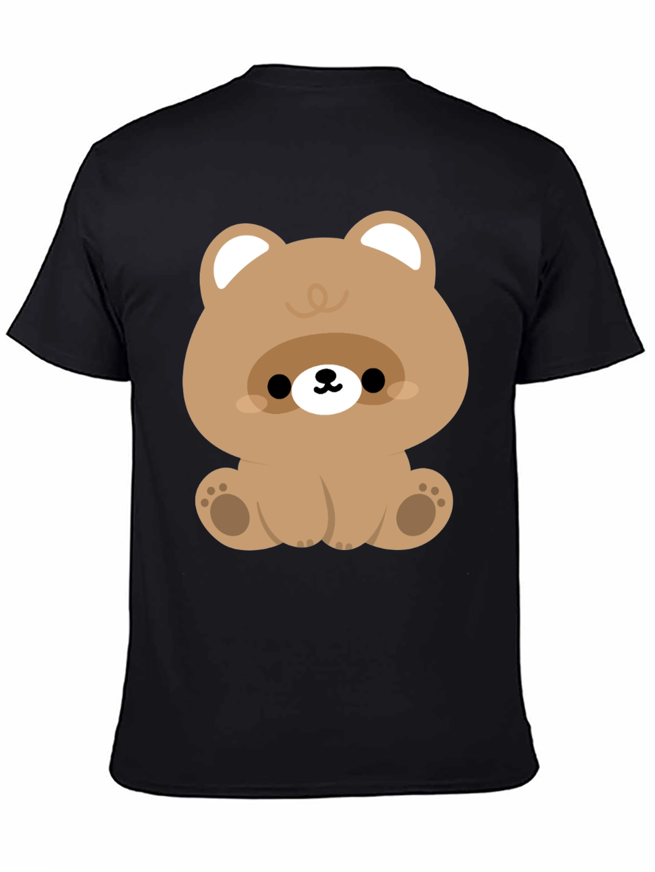 Cute Bear Graphic Black T-Shirt