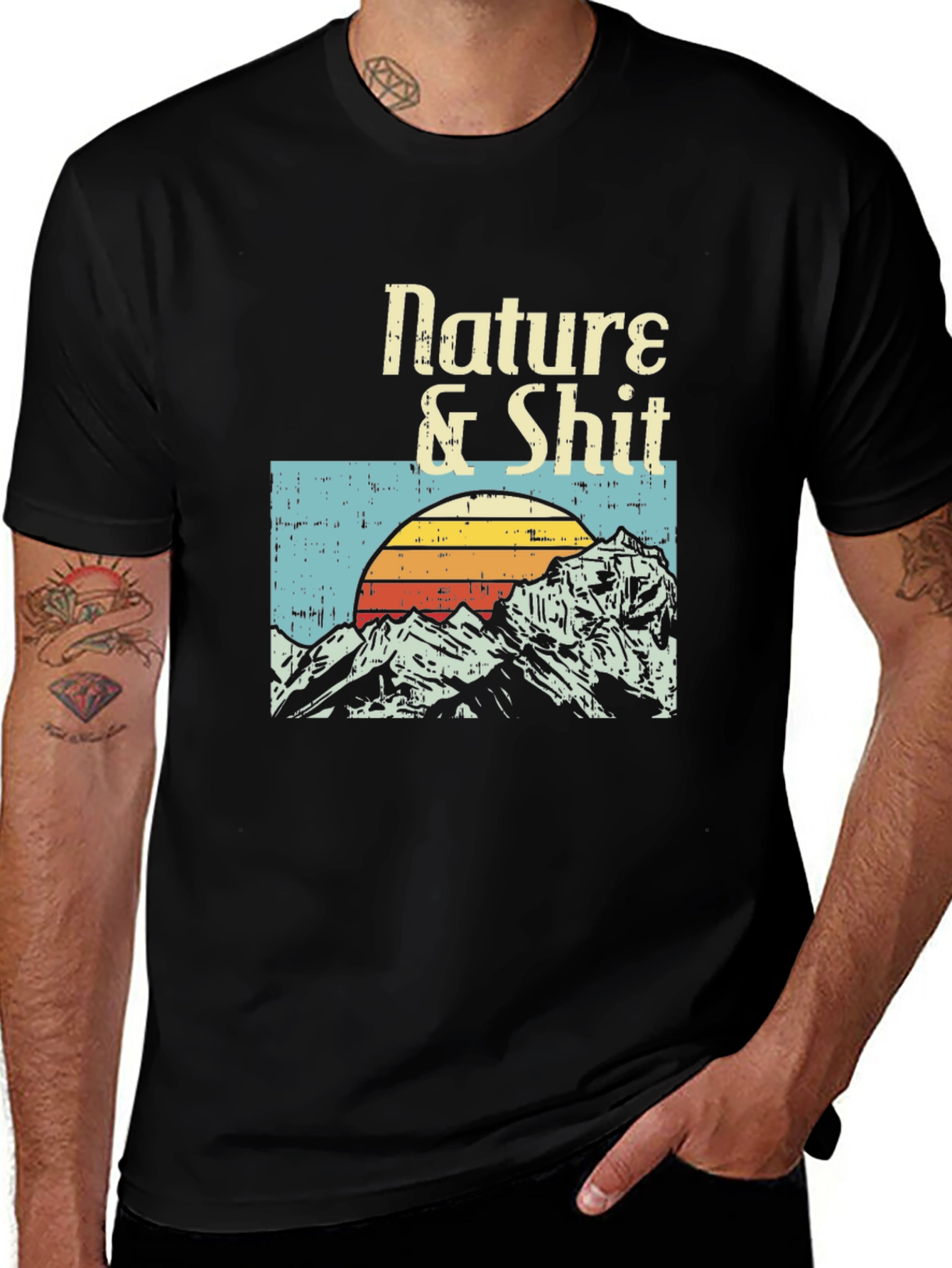 Nature & Shit Graphic Tee - Mountain Sunset T-Shirt
