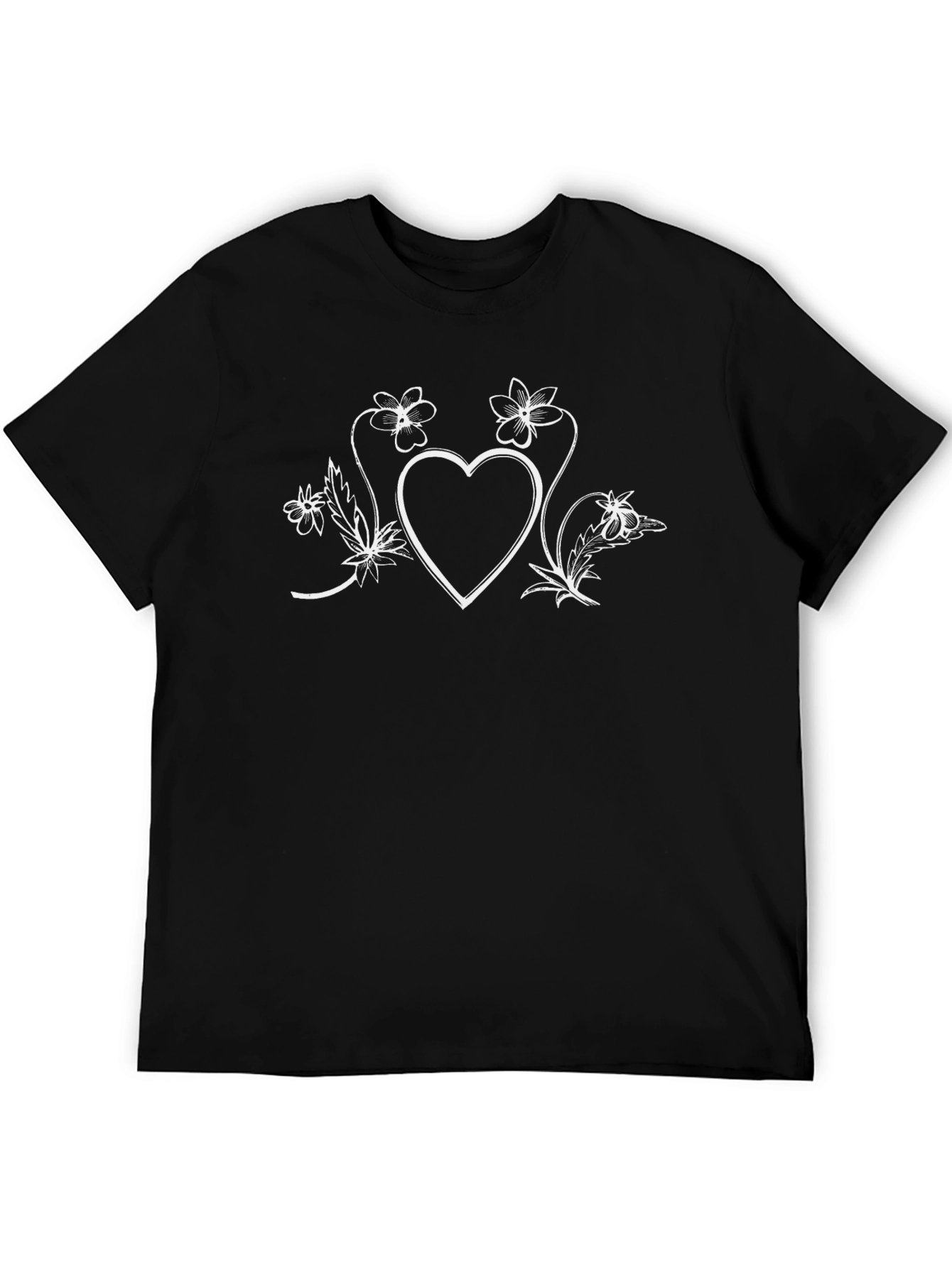 Floral Heart Graphic Tee - Classic Black