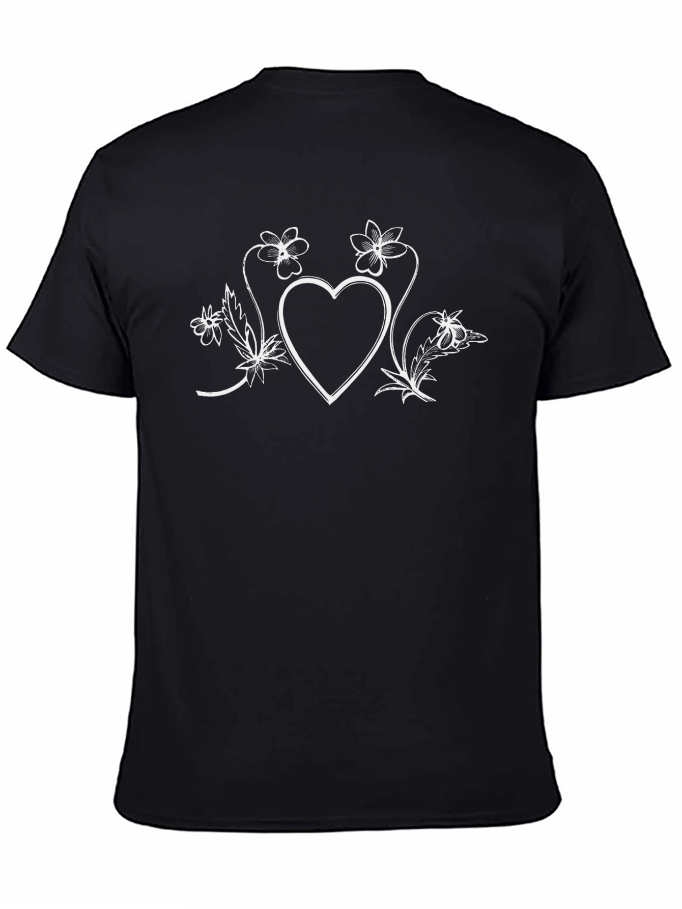 Floral Heart Graphic Tee - Classic Black