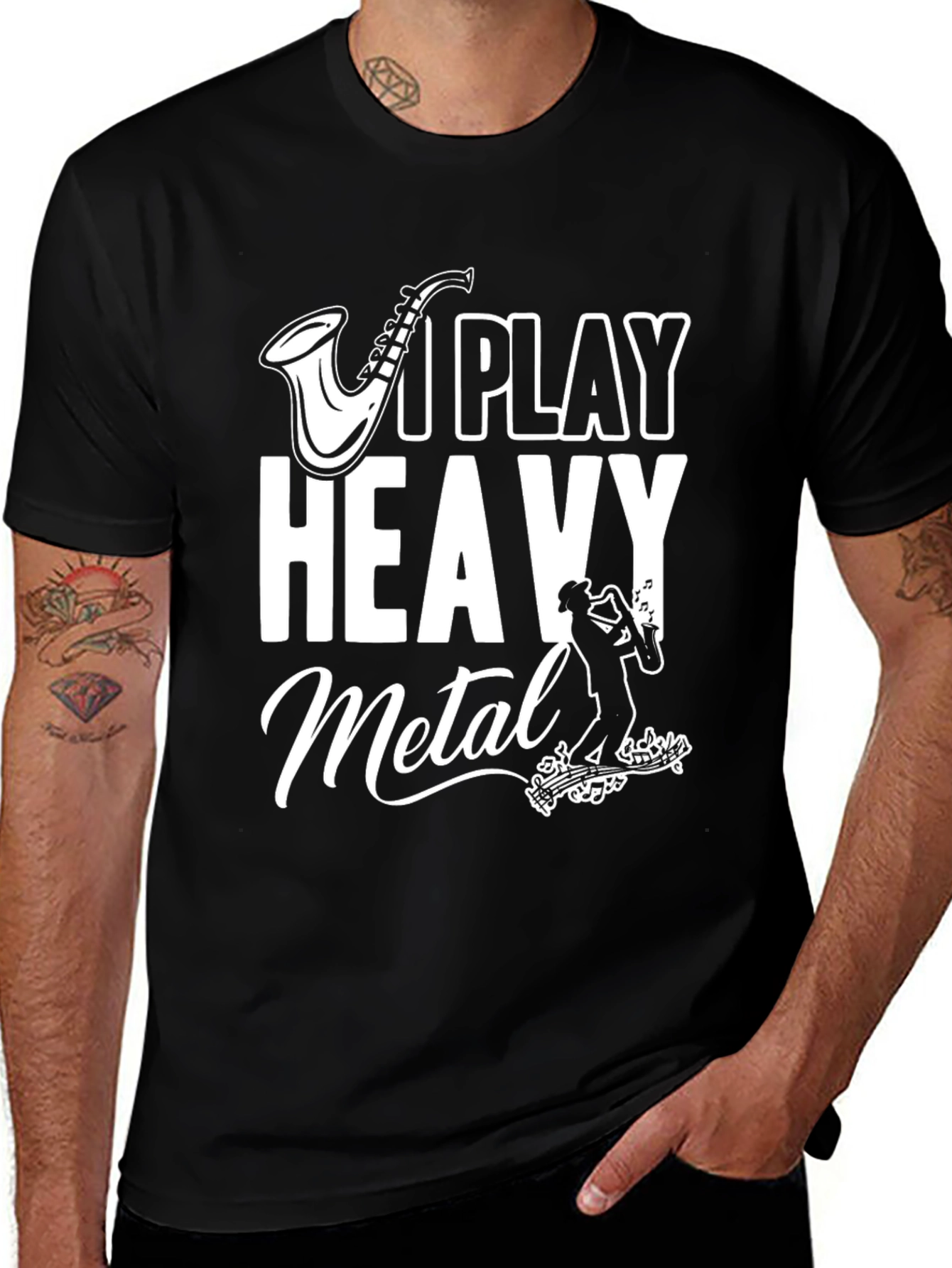 I Play Heavy Metal T-Shirt - Saxophone Graphic Tee