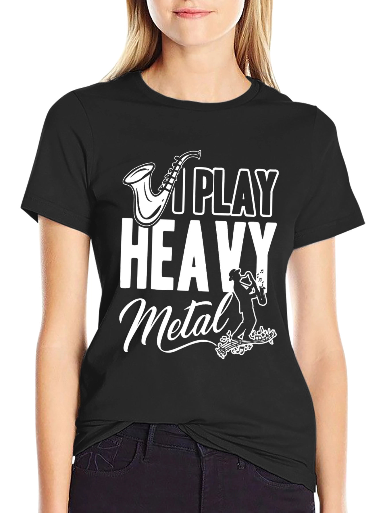 I Play Heavy Metal T-Shirt - Saxophone Graphic Tee