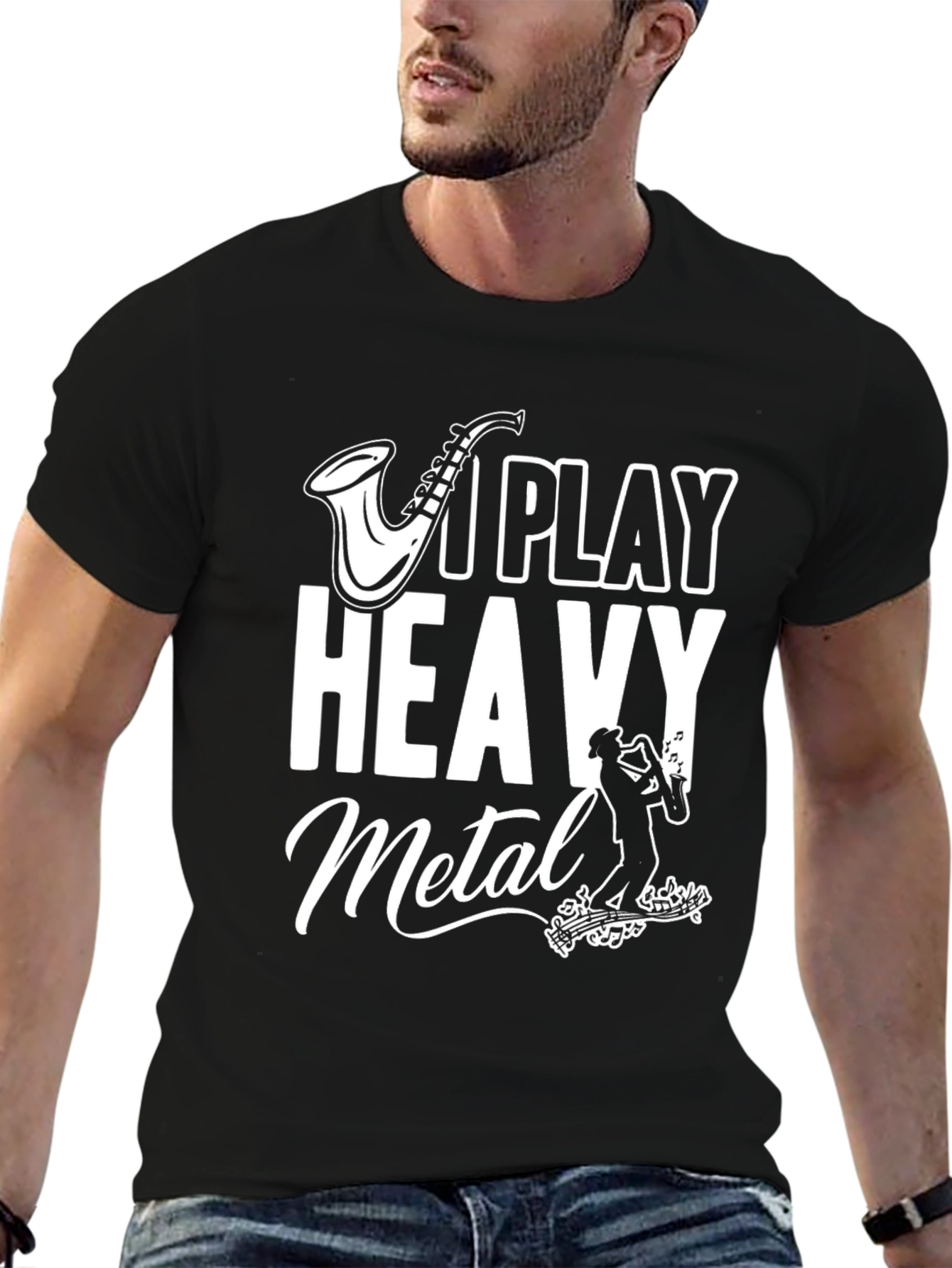 I Play Heavy Metal T-Shirt - Saxophone Graphic Tee