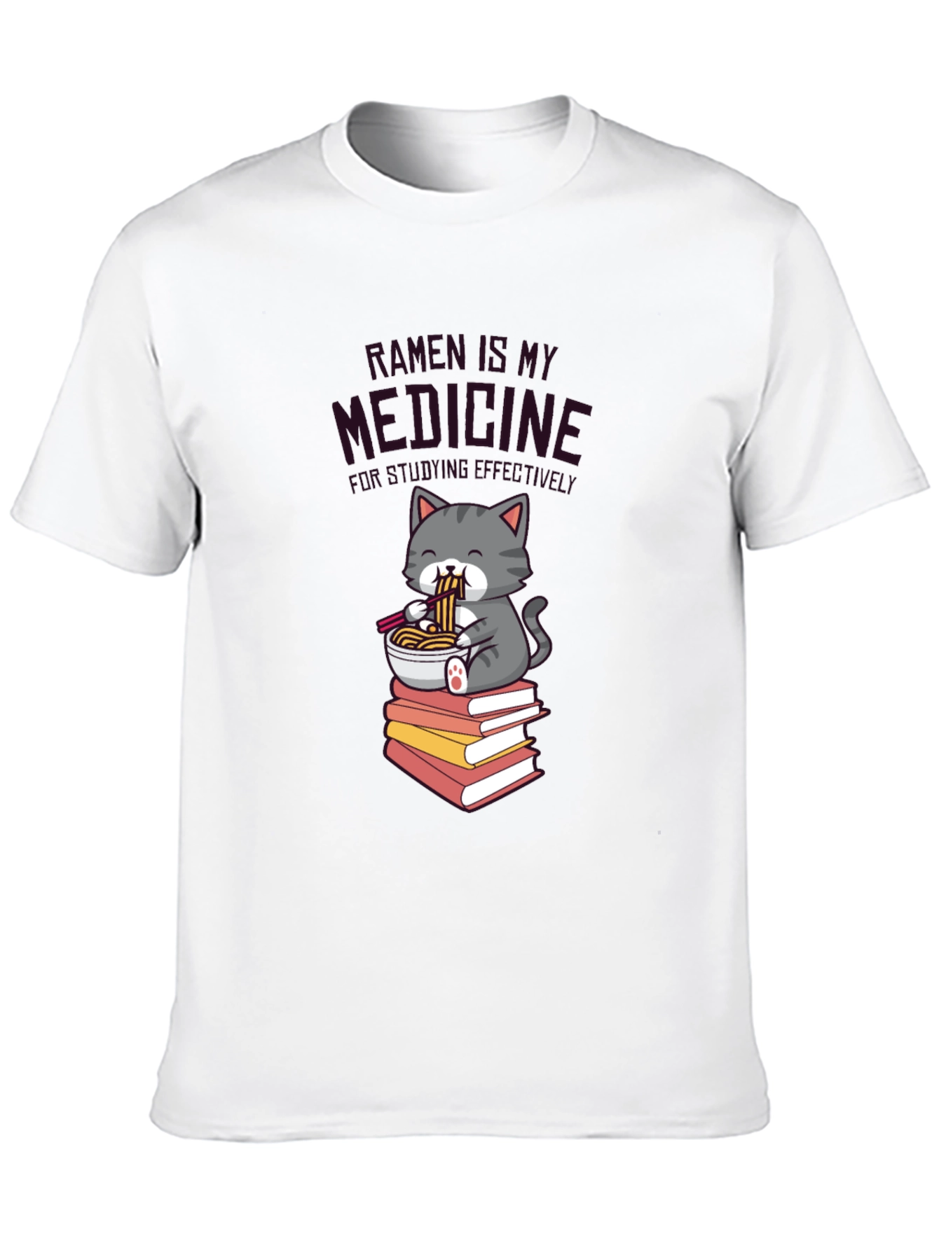 Ramen is My Medicine T-Shirt - Cute Cat Design