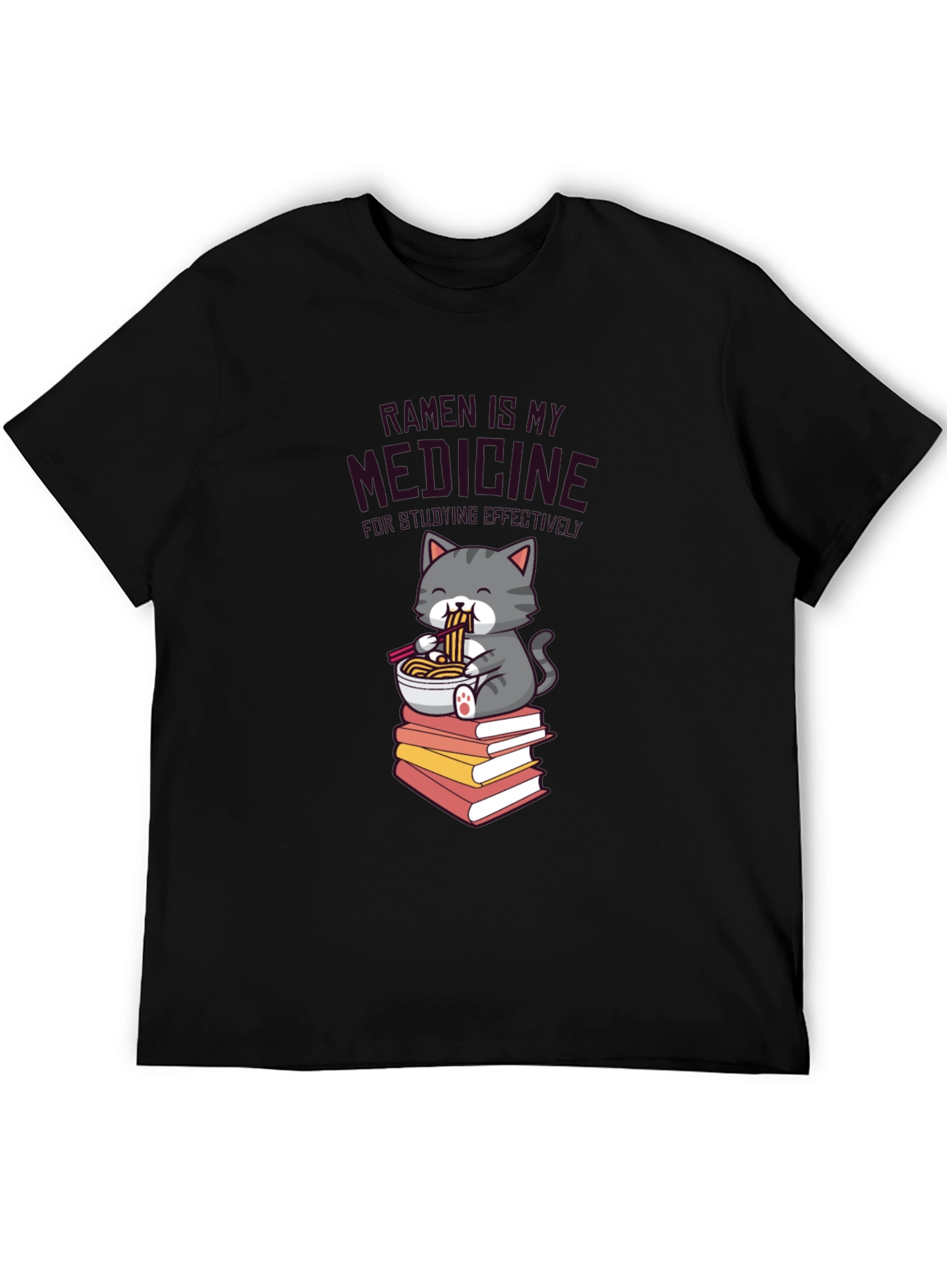 Ramen is My Medicine T-Shirt - Cute Cat Design
