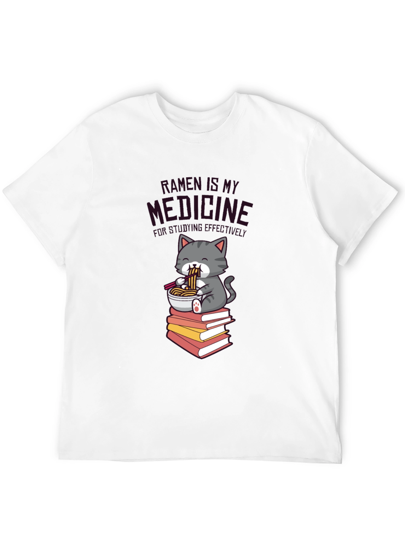 Ramen is My Medicine T-Shirt - Cute Cat Design