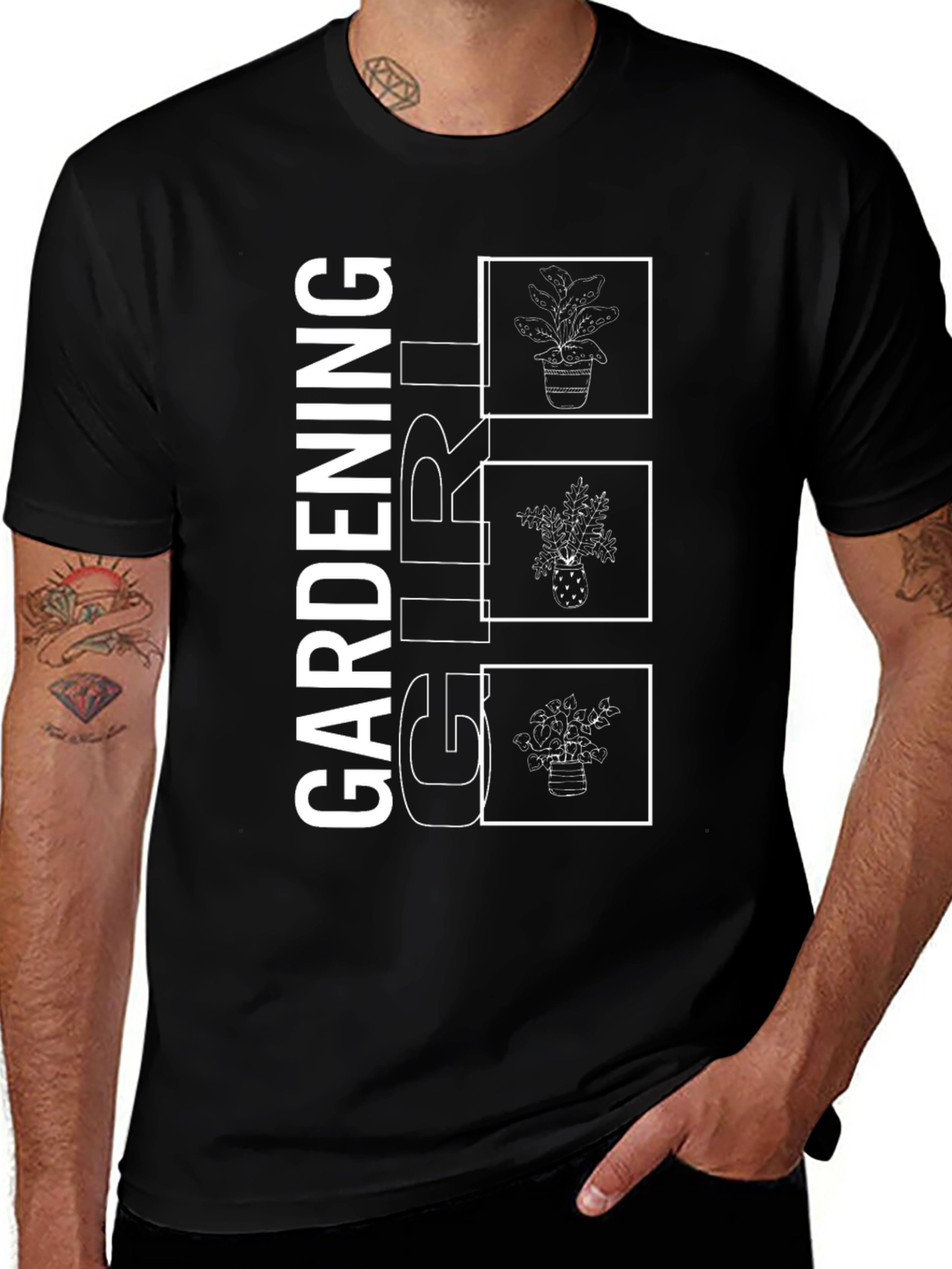 Gardening Girl Graphic Tee - Black Cotton T-Shirt