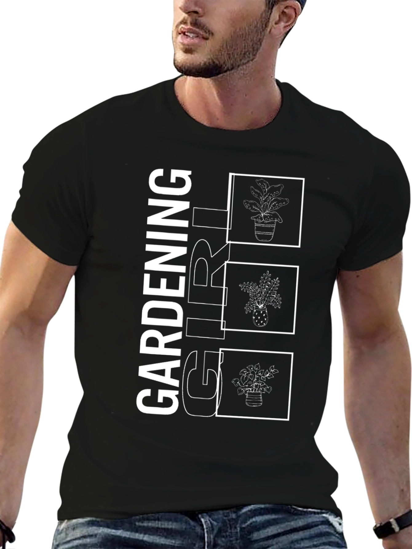 Gardening Girl Graphic Tee - Black Cotton T-Shirt