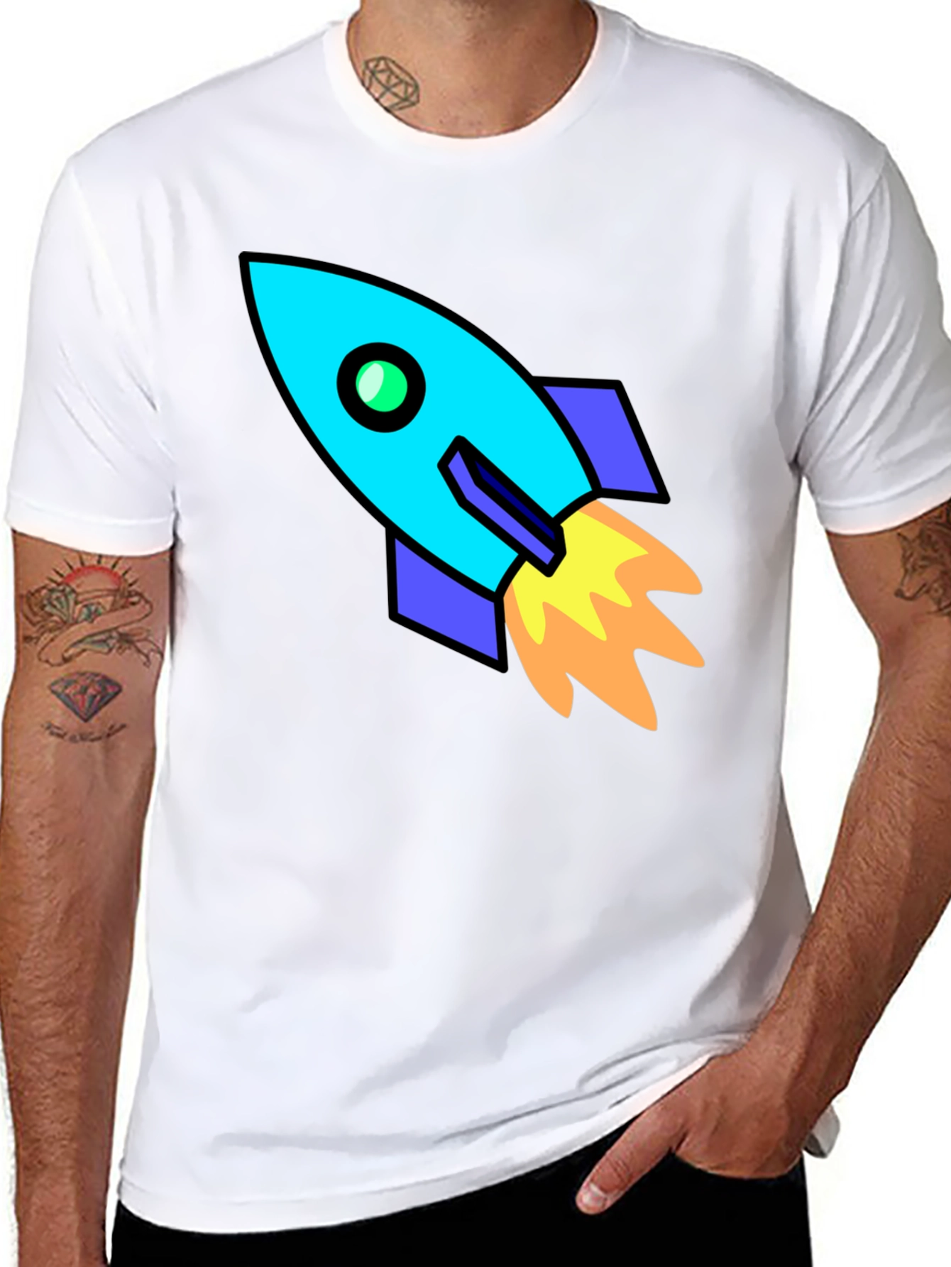 Rocket Ship Graphic Black T-Shirt