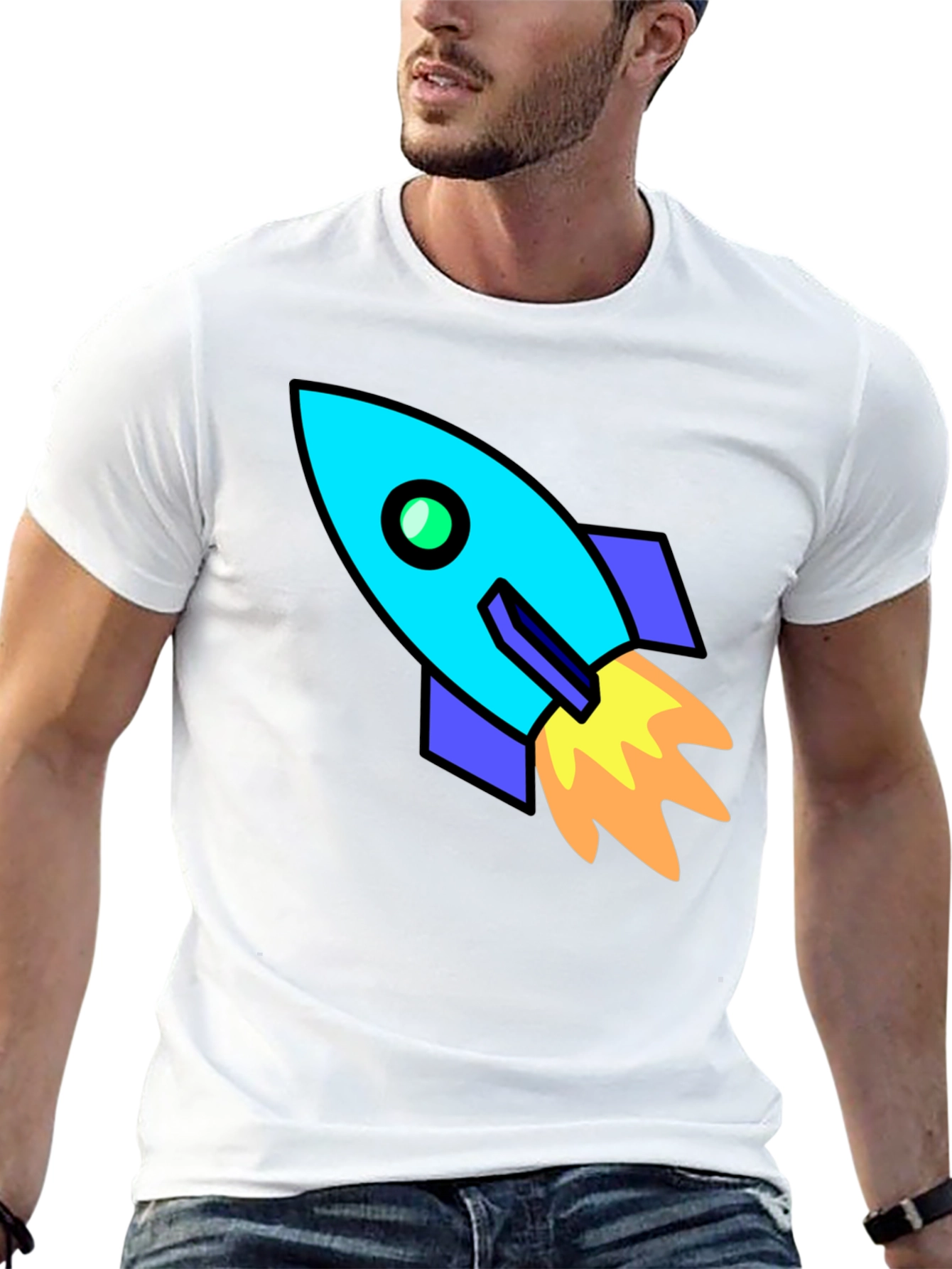Rocket Ship Graphic Black T-Shirt
