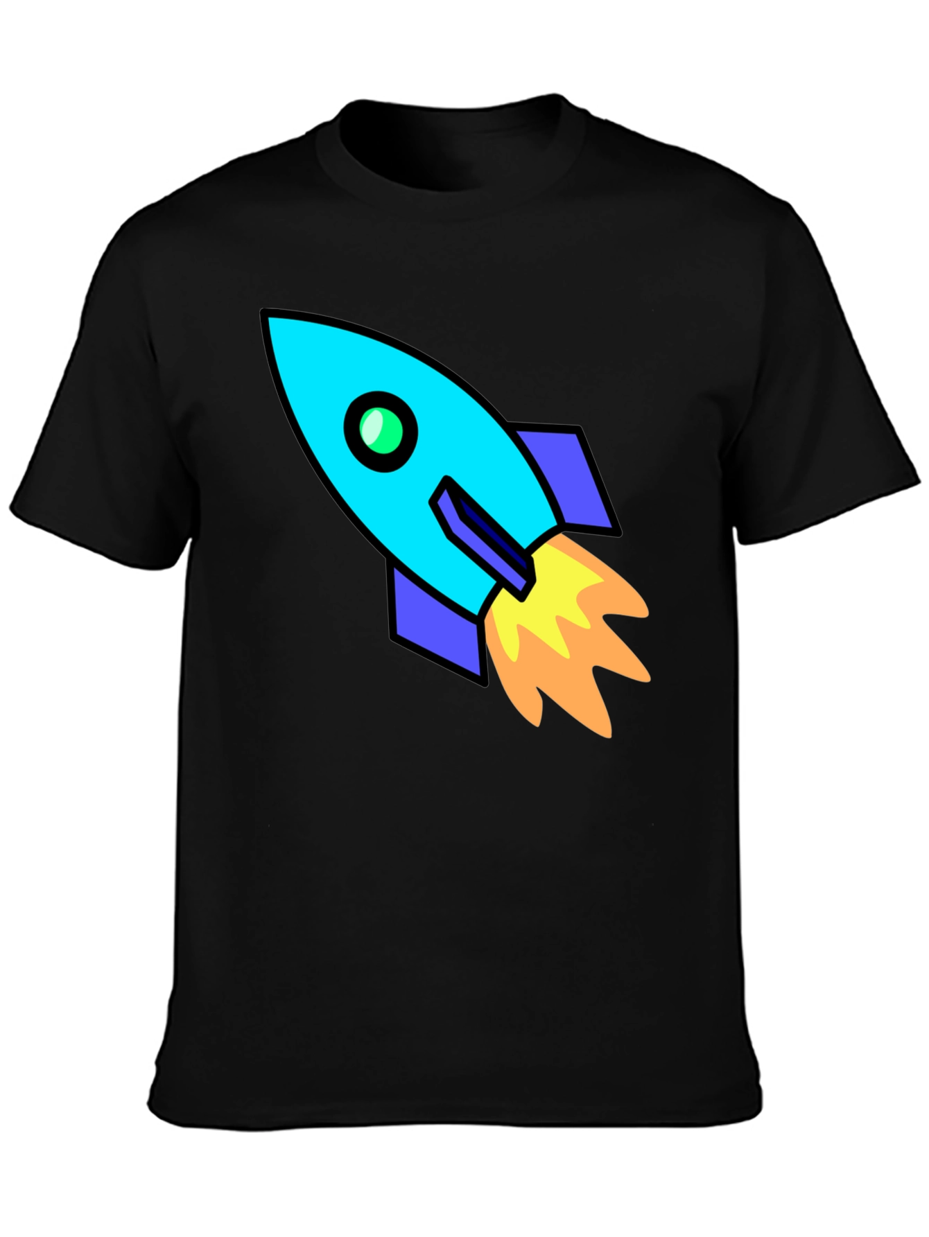 Rocket Ship Graphic Black T-Shirt