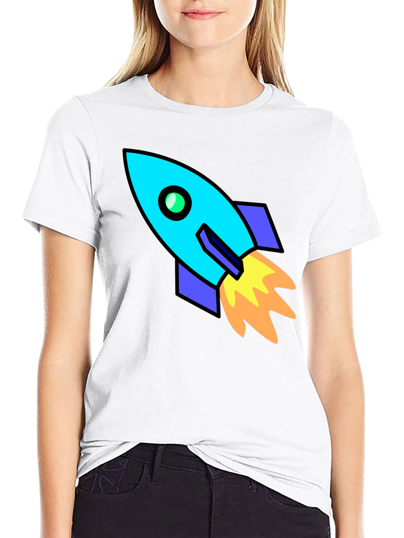 Rocket Ship Graphic Black T-Shirt