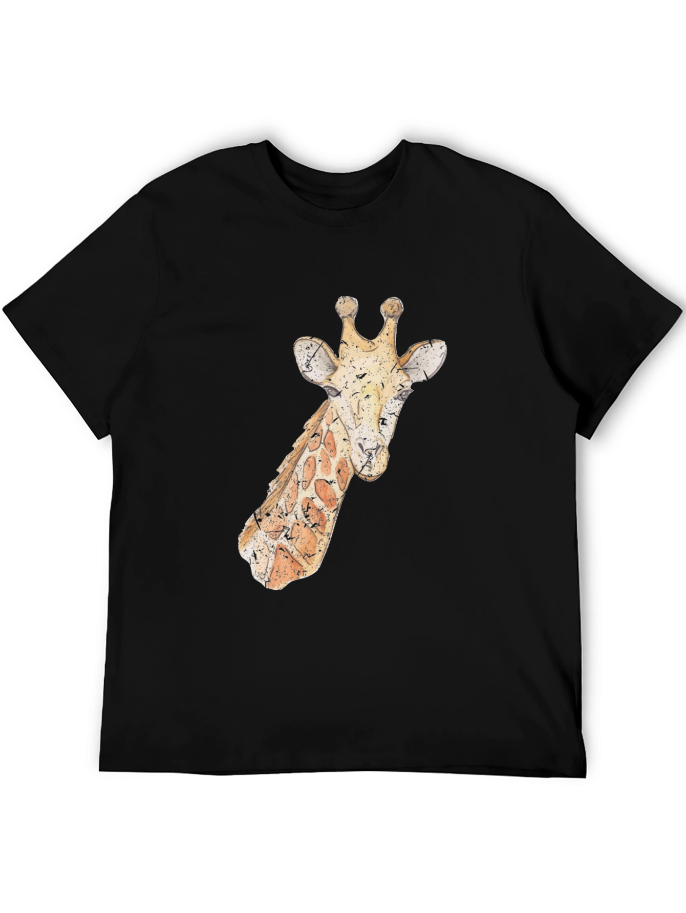 Giraffe Print Black T-Shirt - Casual Wear