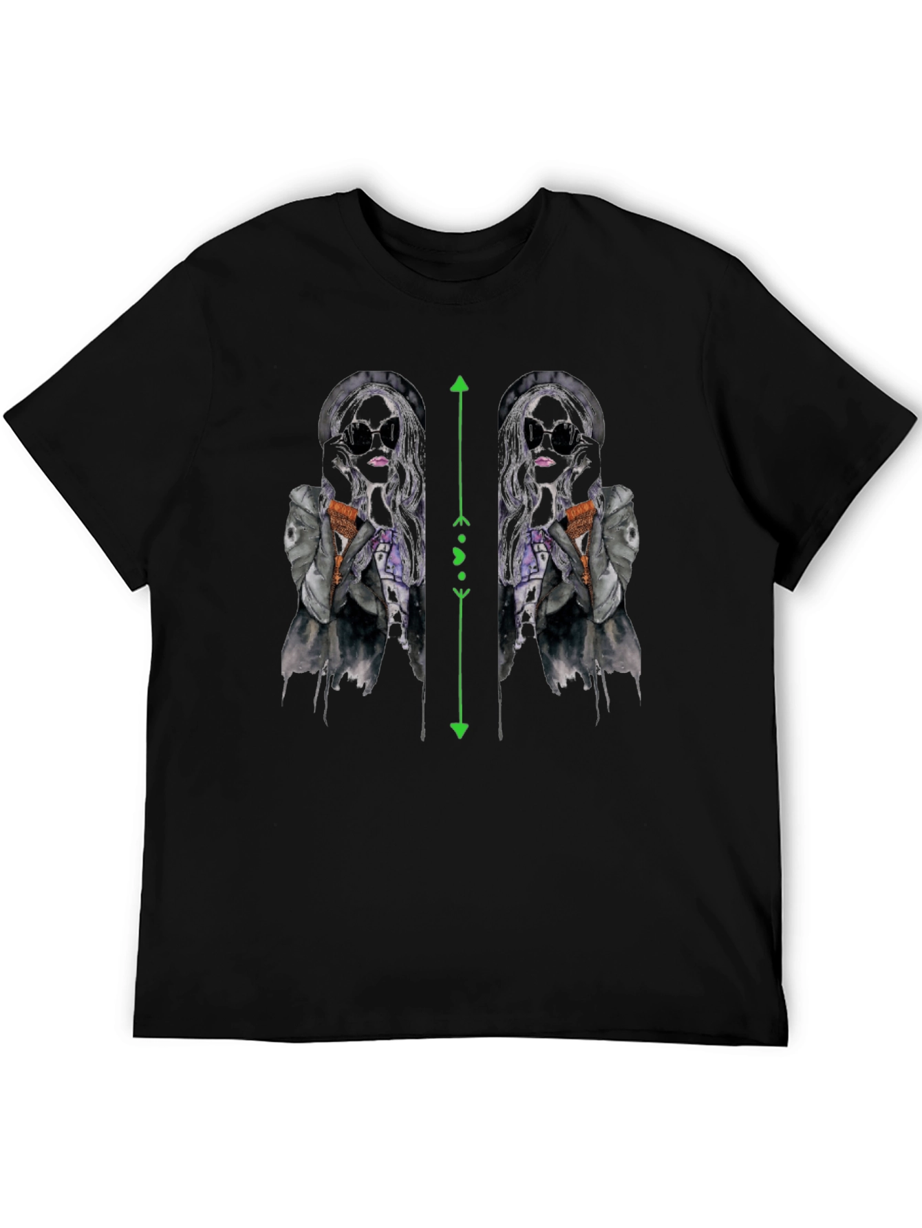 Black T-Shirt with Unique Fashion Illustration
