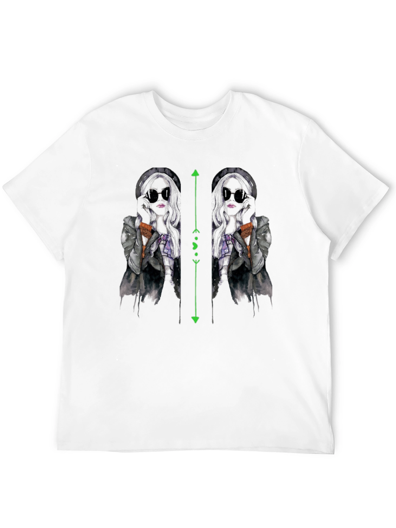 Black T-Shirt with Unique Fashion Illustration