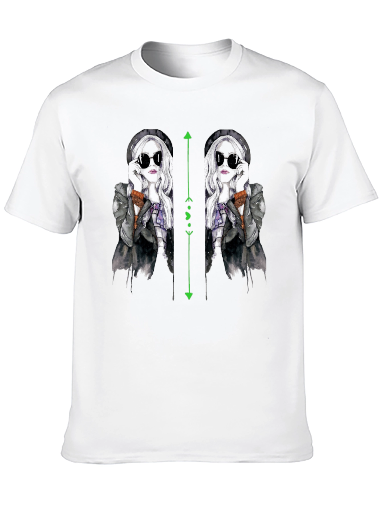 Black T-Shirt with Unique Fashion Illustration