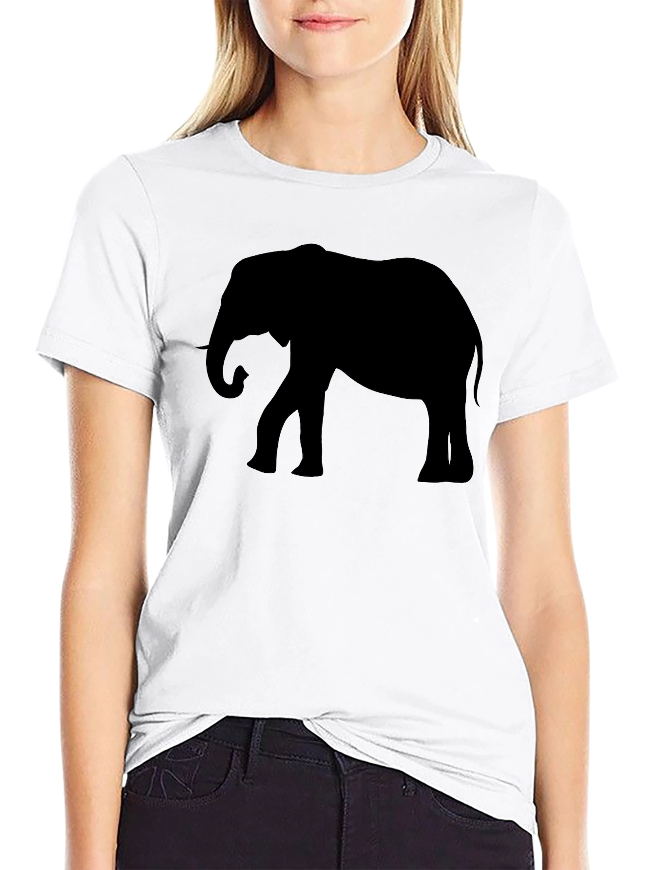 Elephant Silhouette Black Graphic Tee