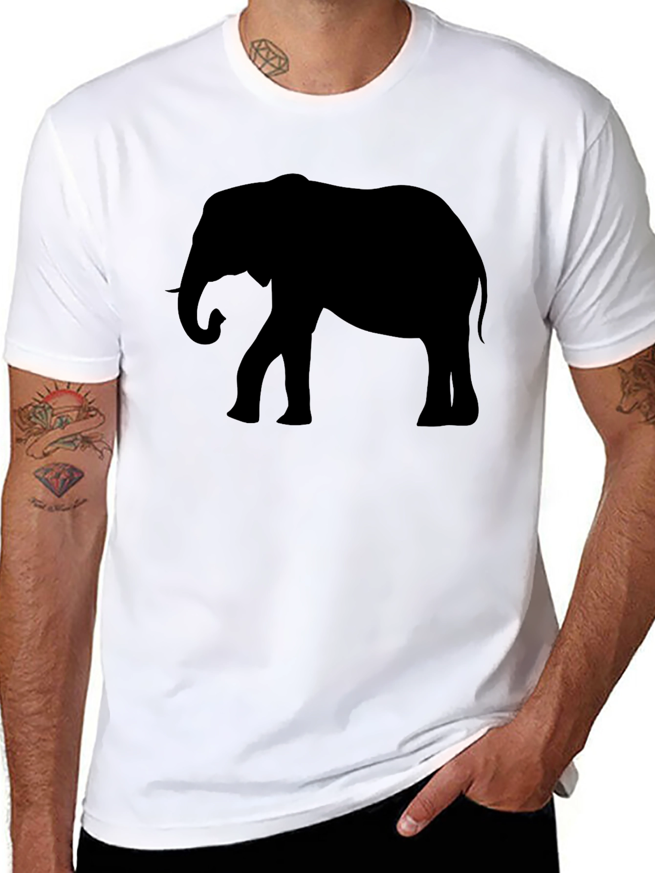 Elephant Silhouette Black Graphic Tee