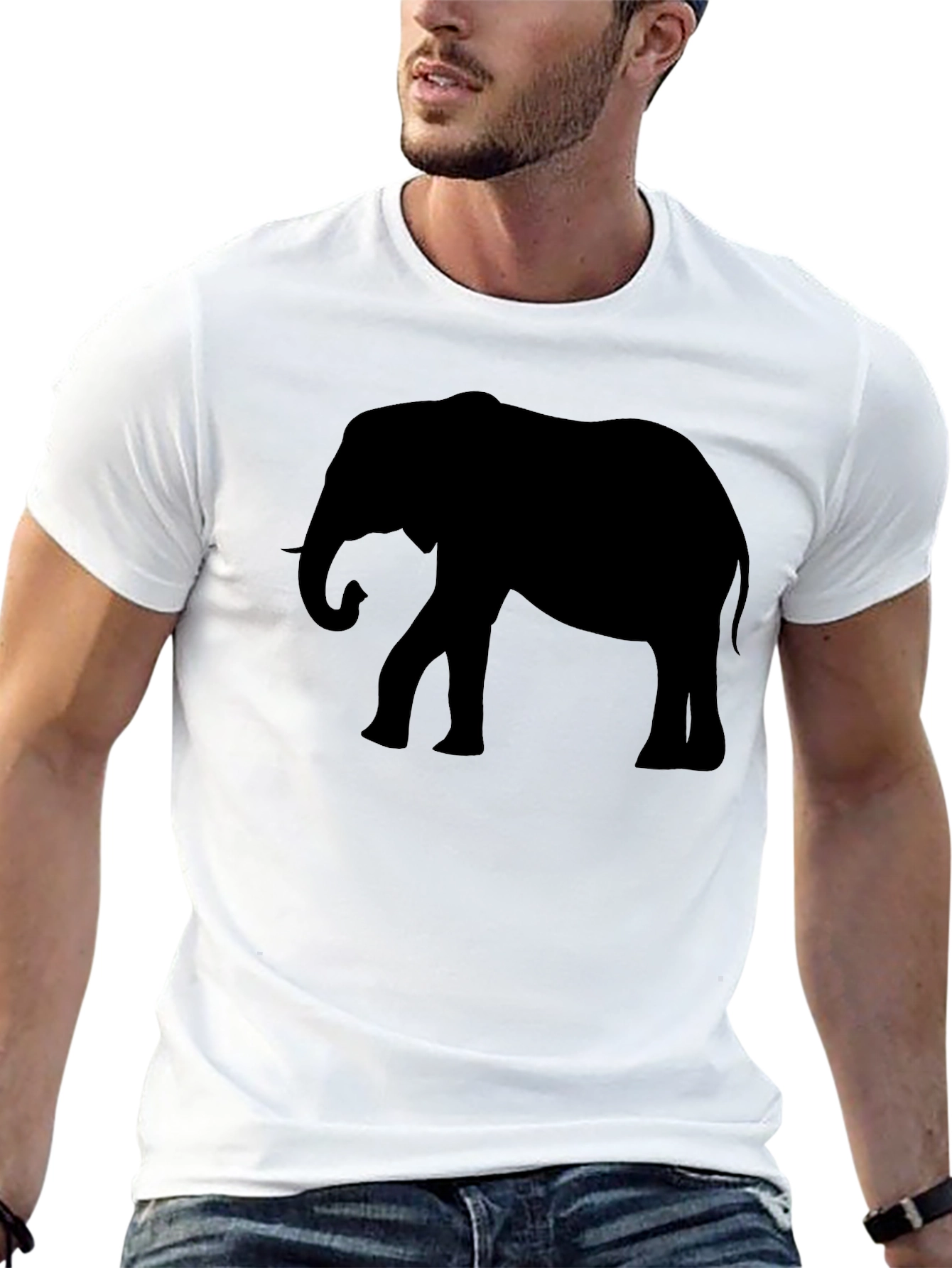 Elephant Silhouette Black Graphic Tee