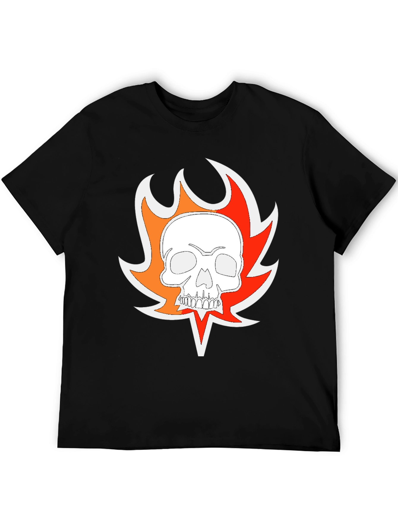 Fiery Skull Graphic T-Shirt - Mens Black Tee