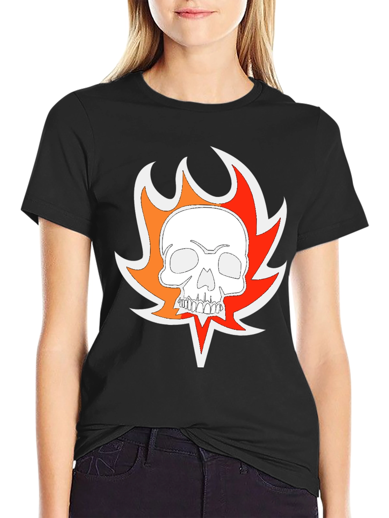 Fiery Skull Graphic T-Shirt - Mens Black Tee