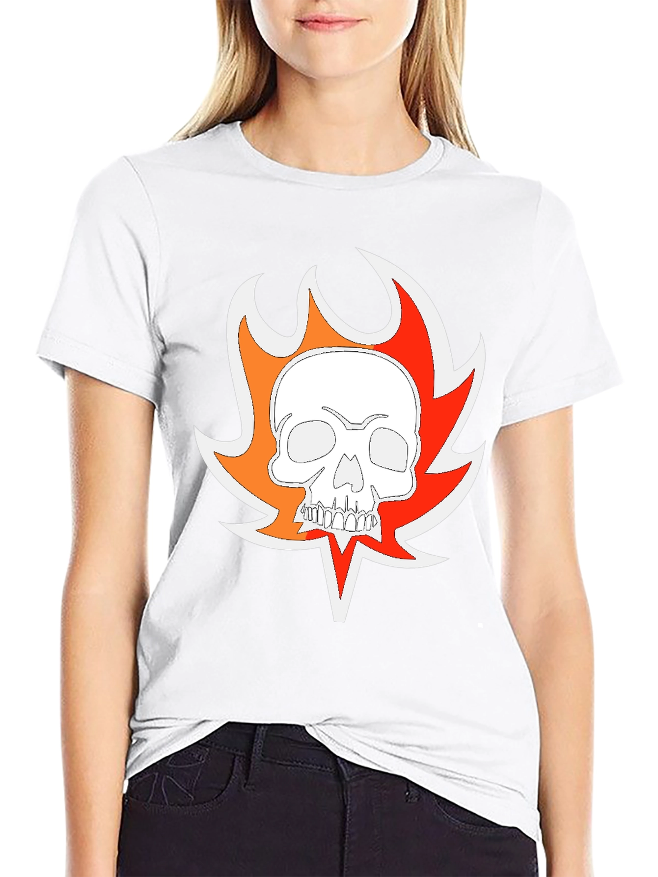 Fiery Skull Graphic T-Shirt - Mens Black Tee