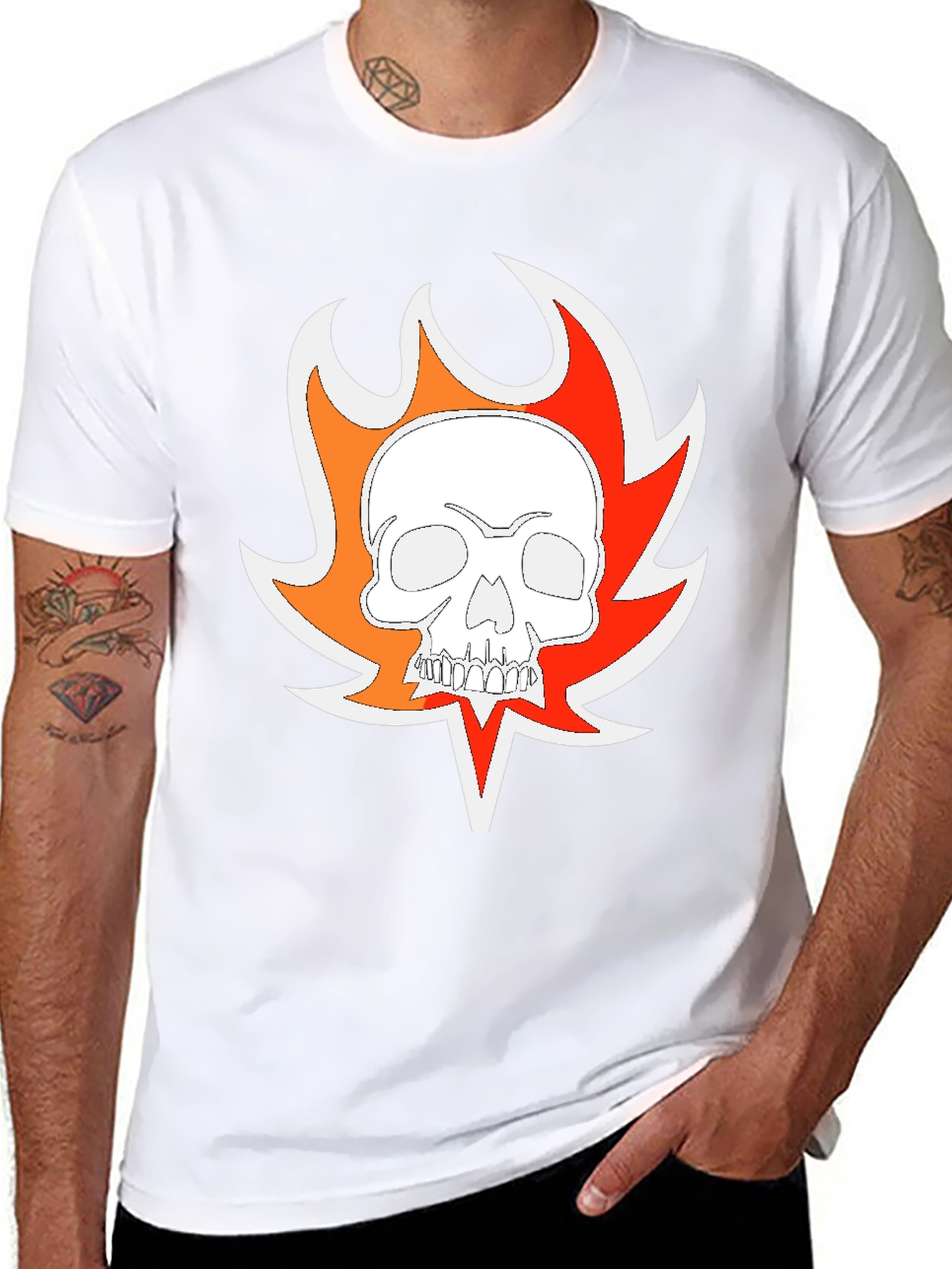 Fiery Skull Graphic T-Shirt - Mens Black Tee