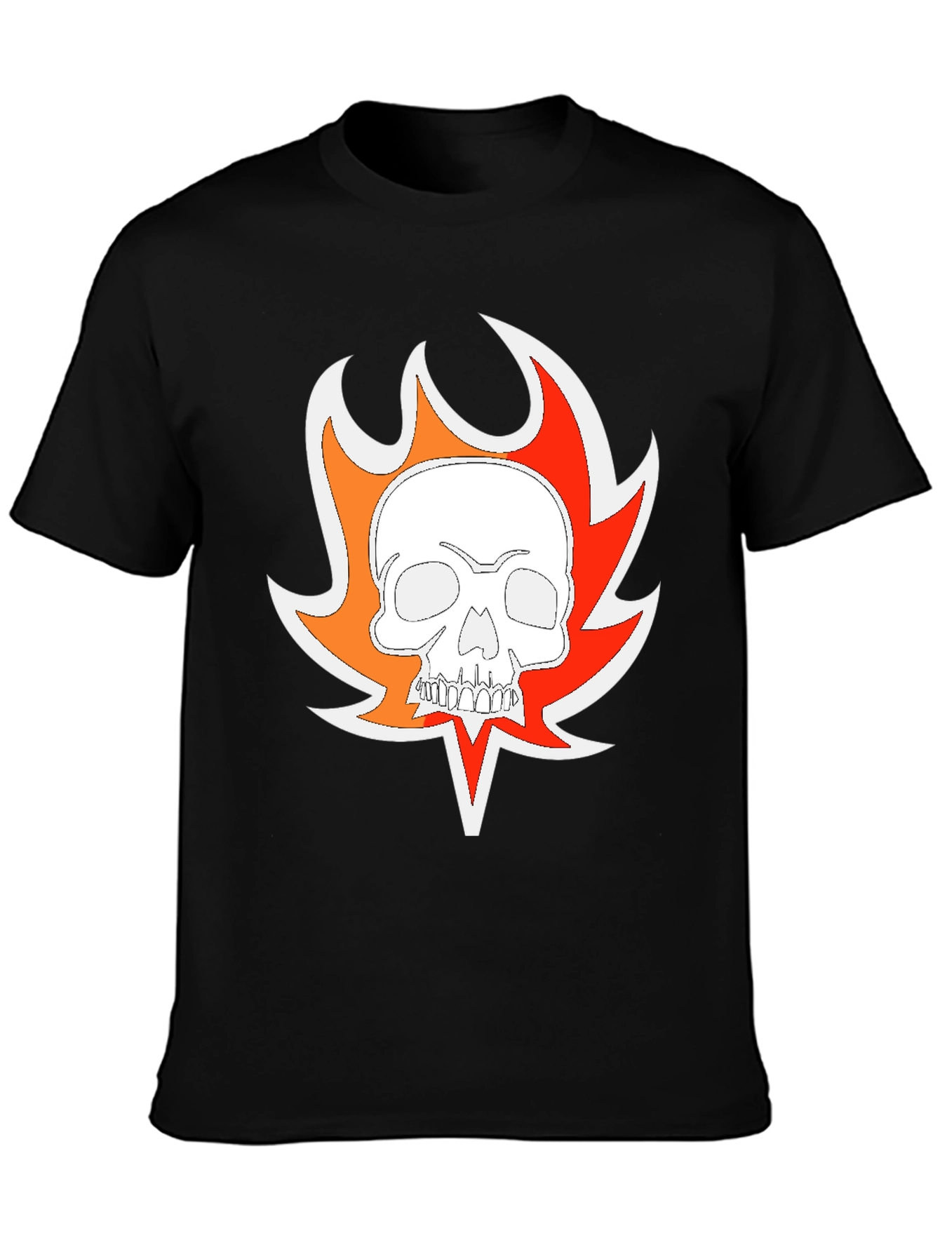 Fiery Skull Graphic T-Shirt - Mens Black Tee