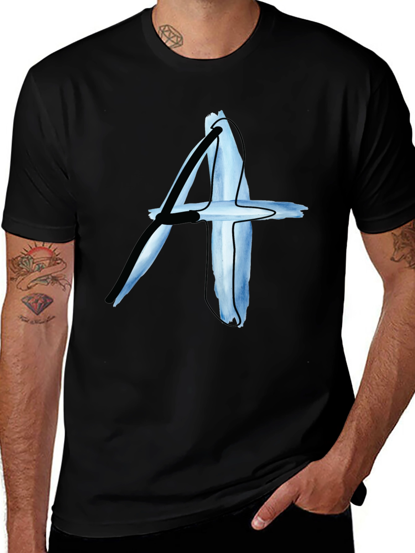Abstract A Graphic Print Black T-Shirt