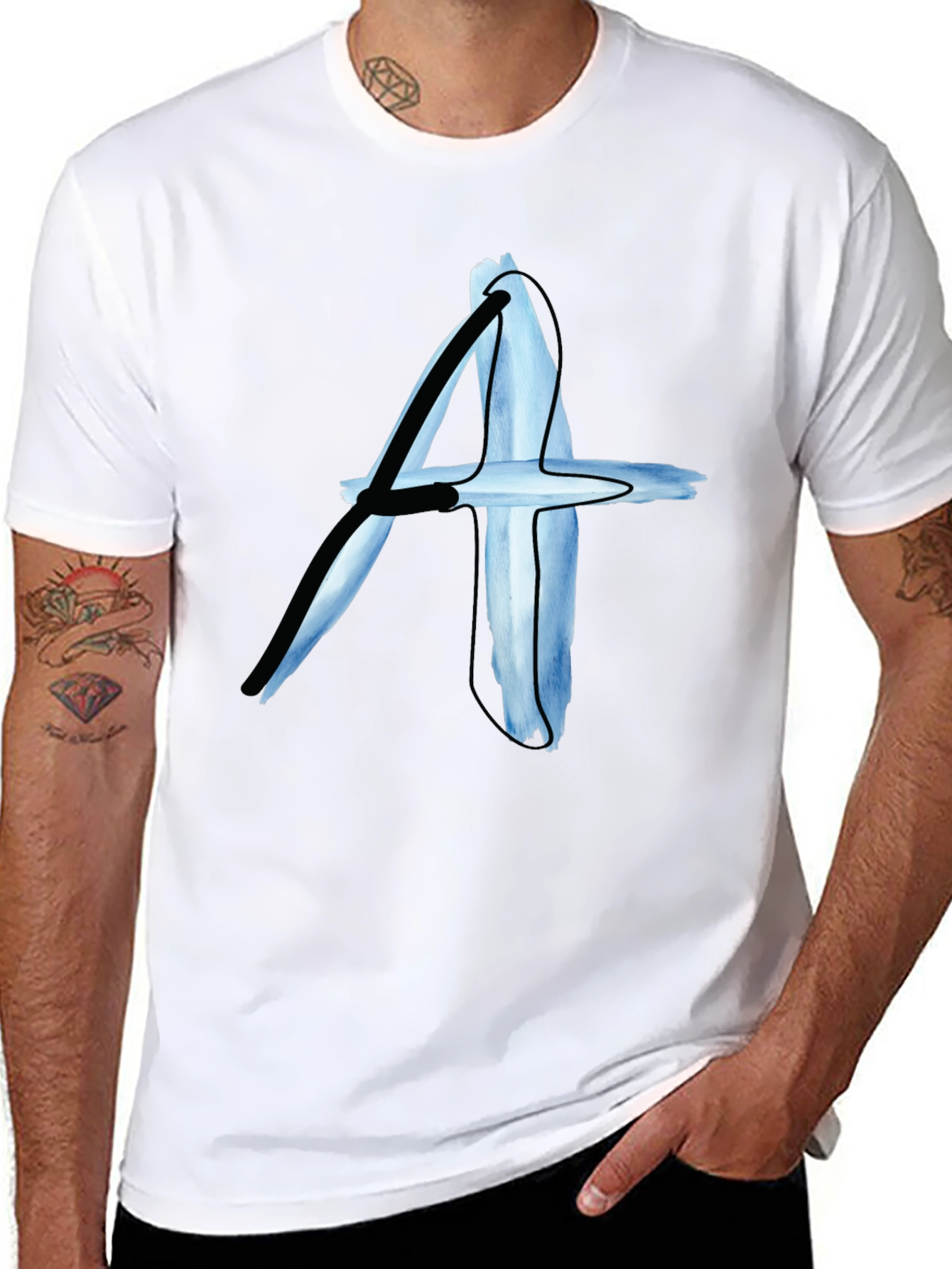 Abstract A Graphic Print Black T-Shirt