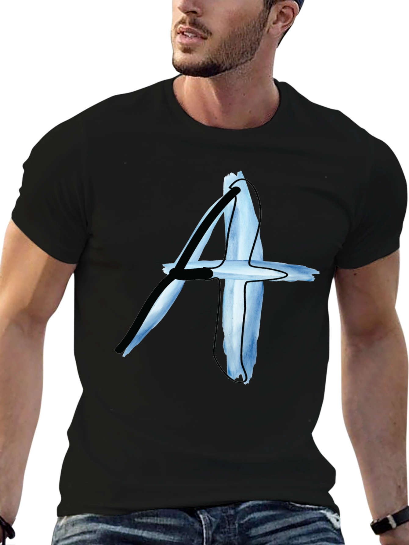 Abstract A Graphic Print Black T-Shirt