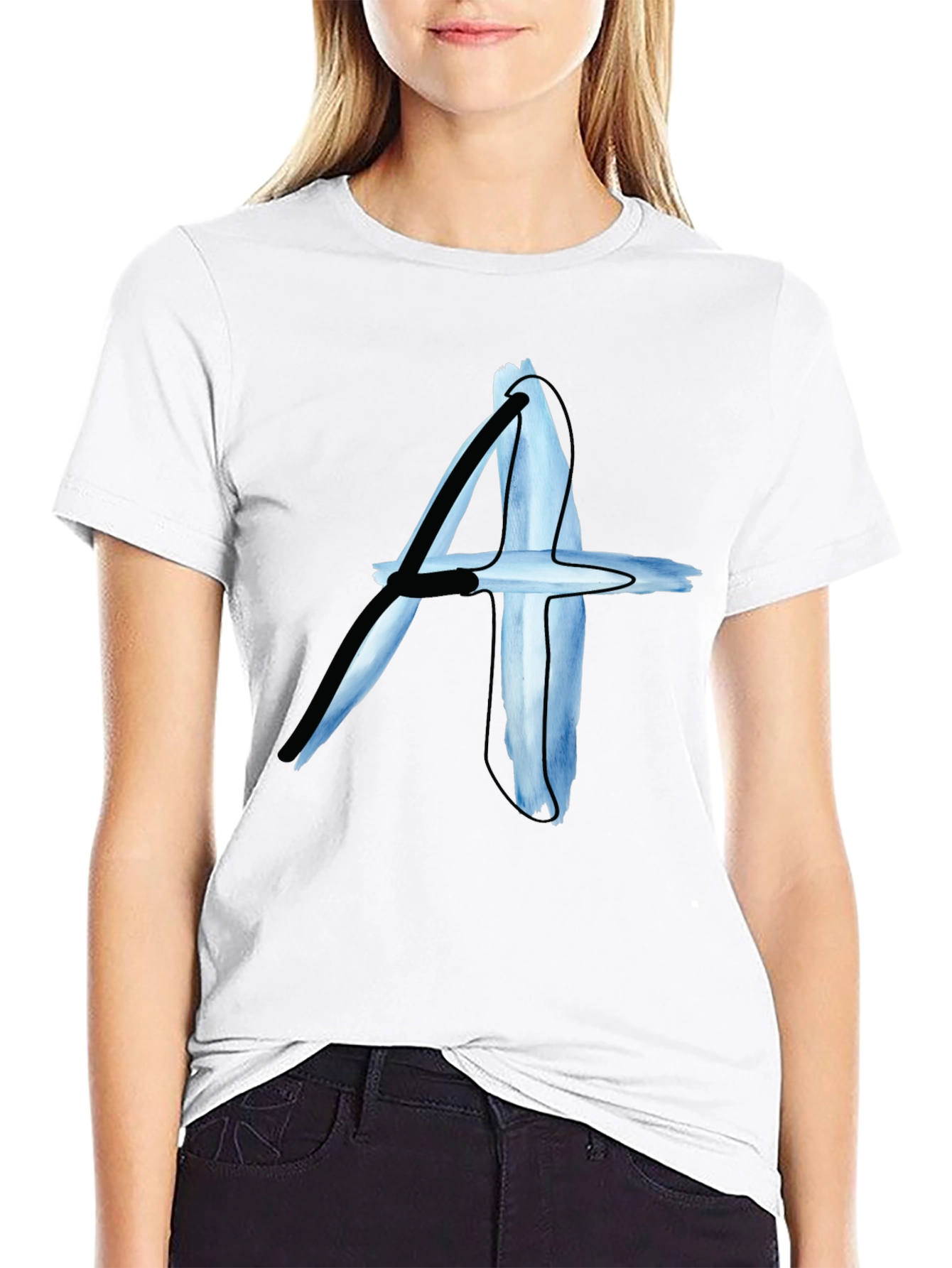 Abstract A Graphic Print Black T-Shirt