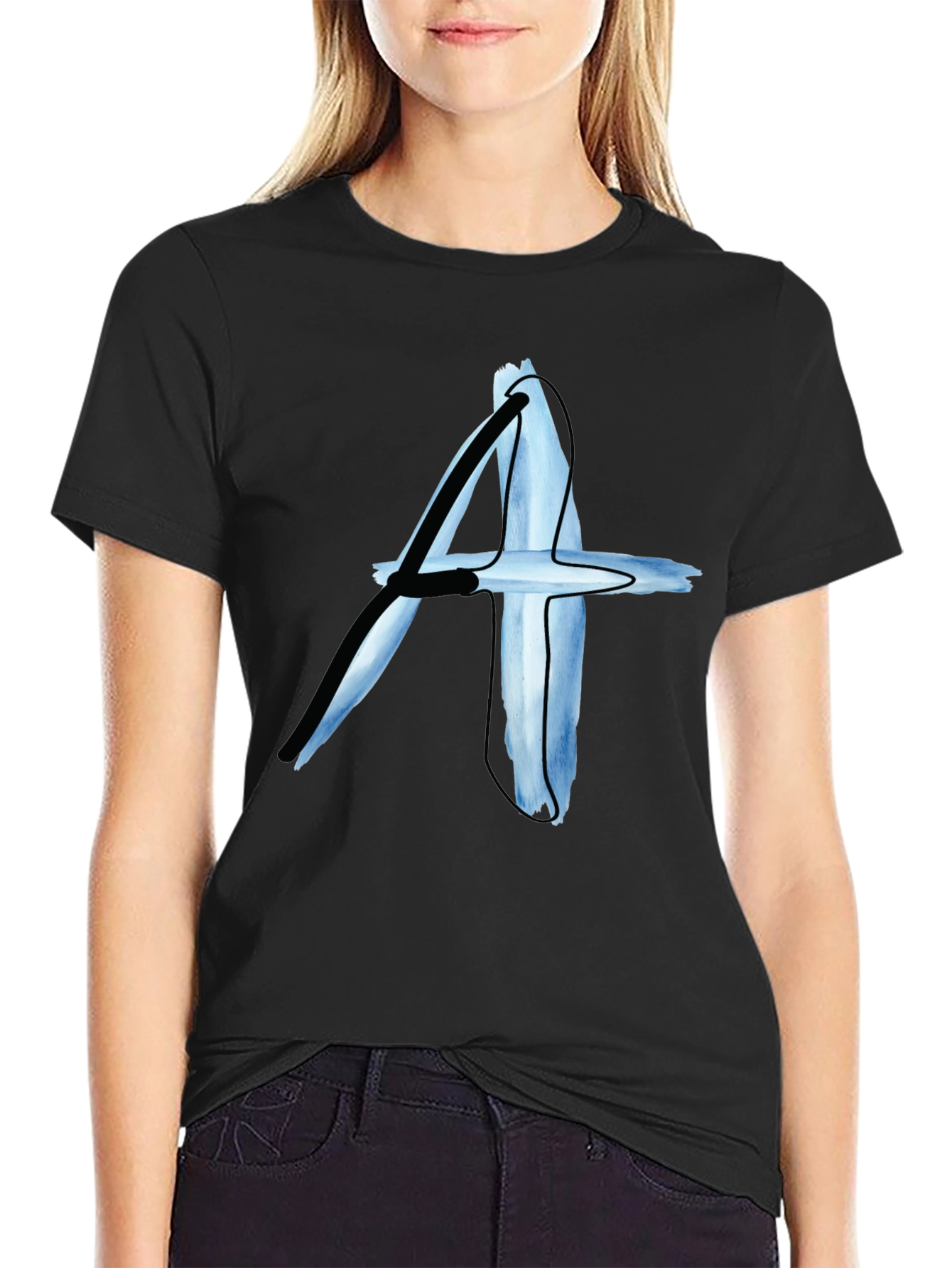 Abstract A Graphic Print Black T-Shirt