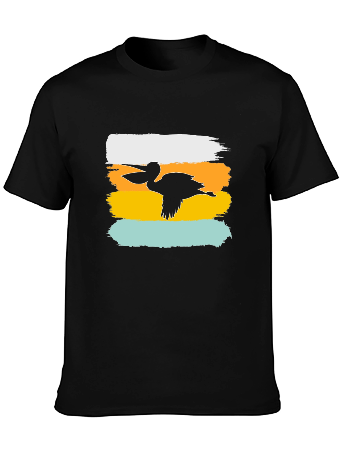Pelican Silhouette Graphic Tee - Brush Stroke Design