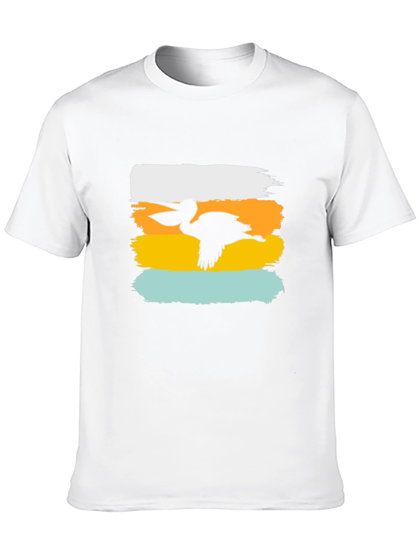 Pelican Silhouette Graphic Tee - Brush Stroke Design