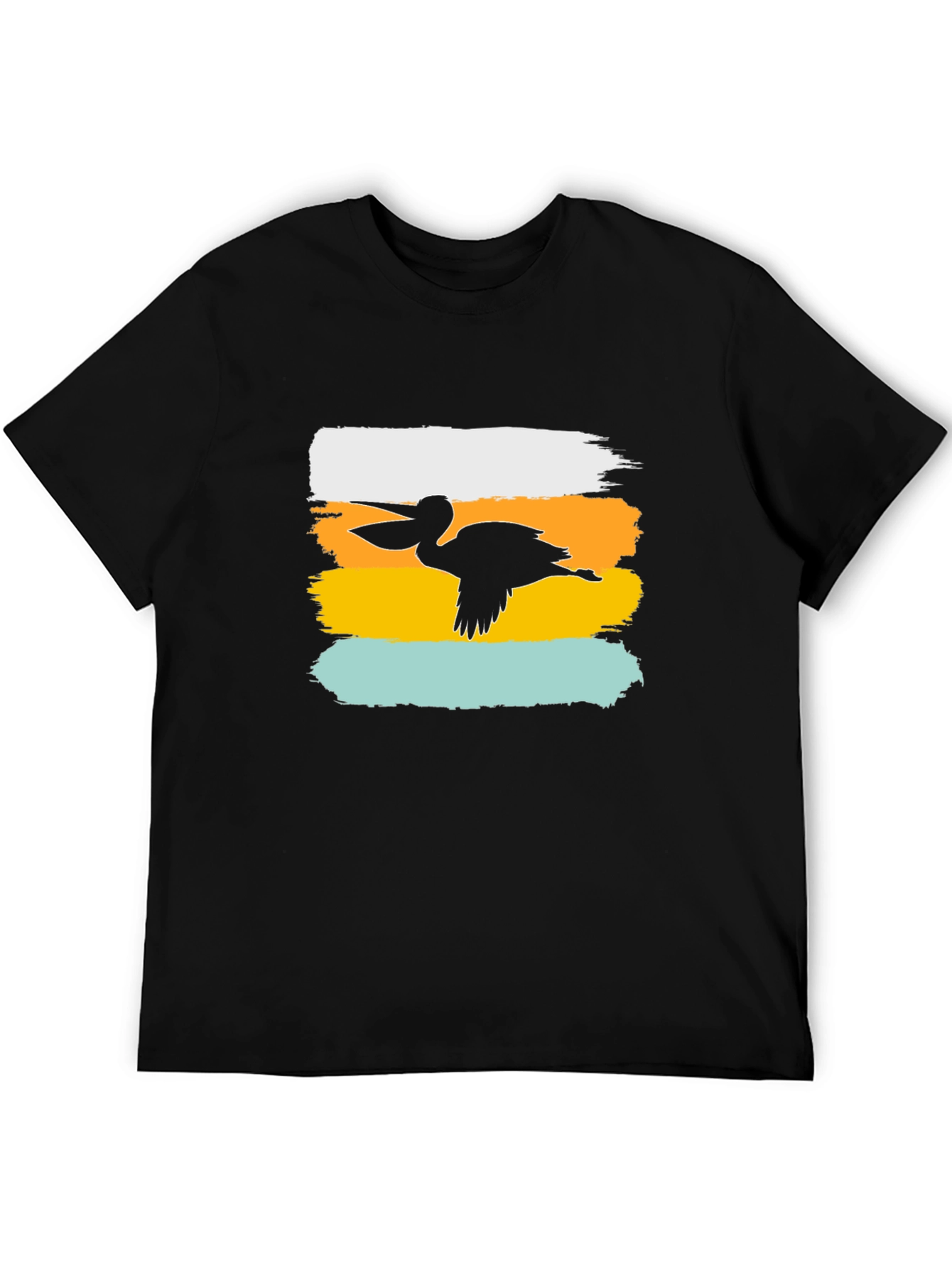 Pelican Silhouette Graphic Tee - Brush Stroke Design
