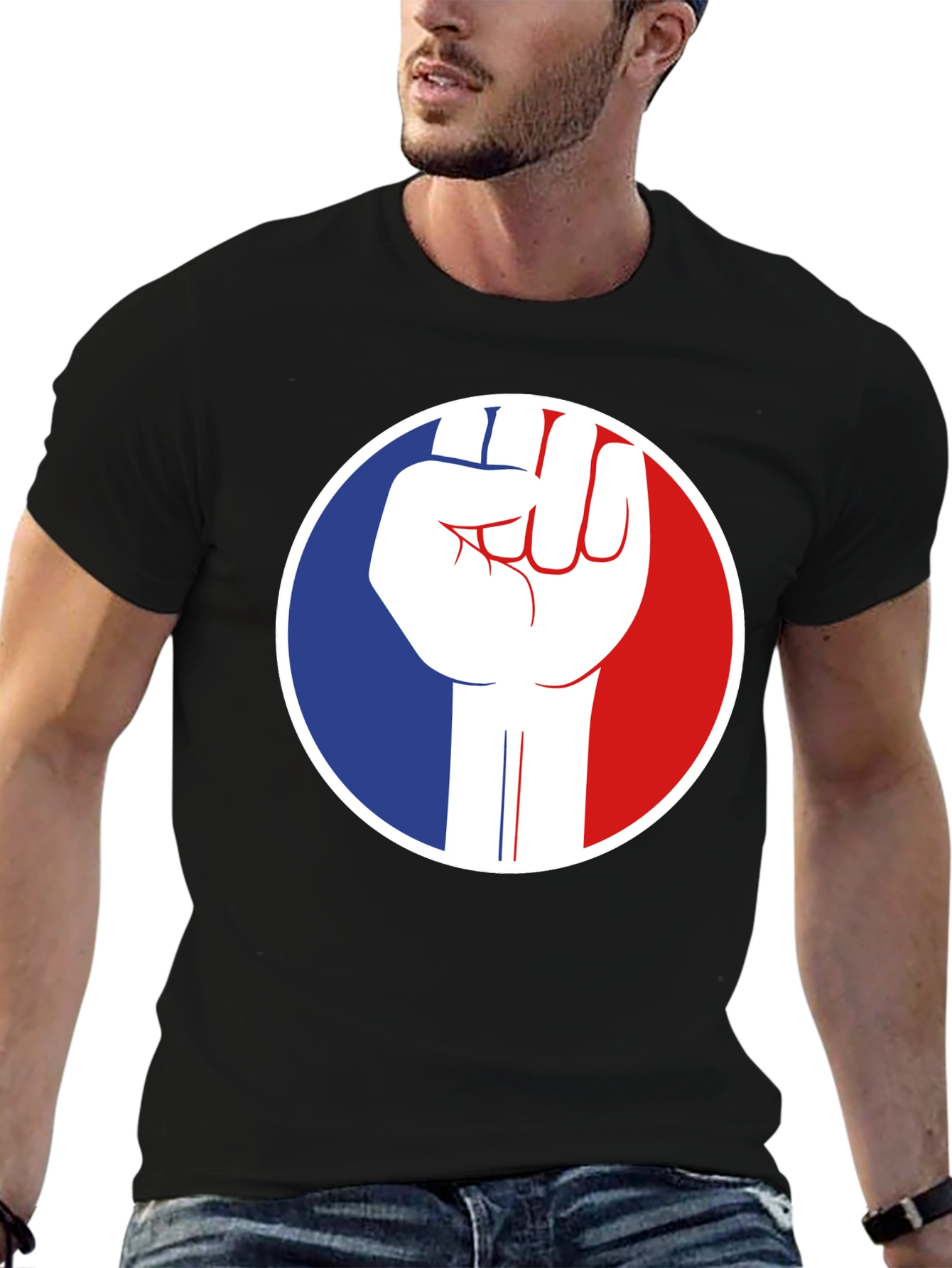 French Fist Graphic Tee - Black Cotton T-Shirt