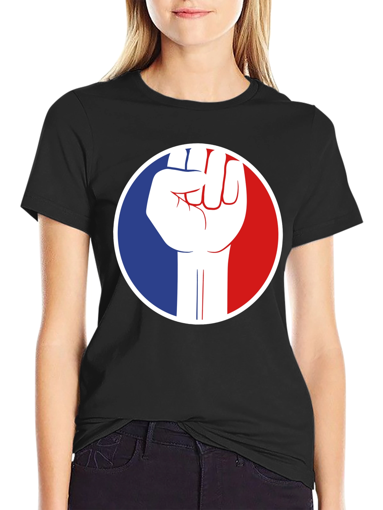 French Fist Graphic Tee - Black Cotton T-Shirt