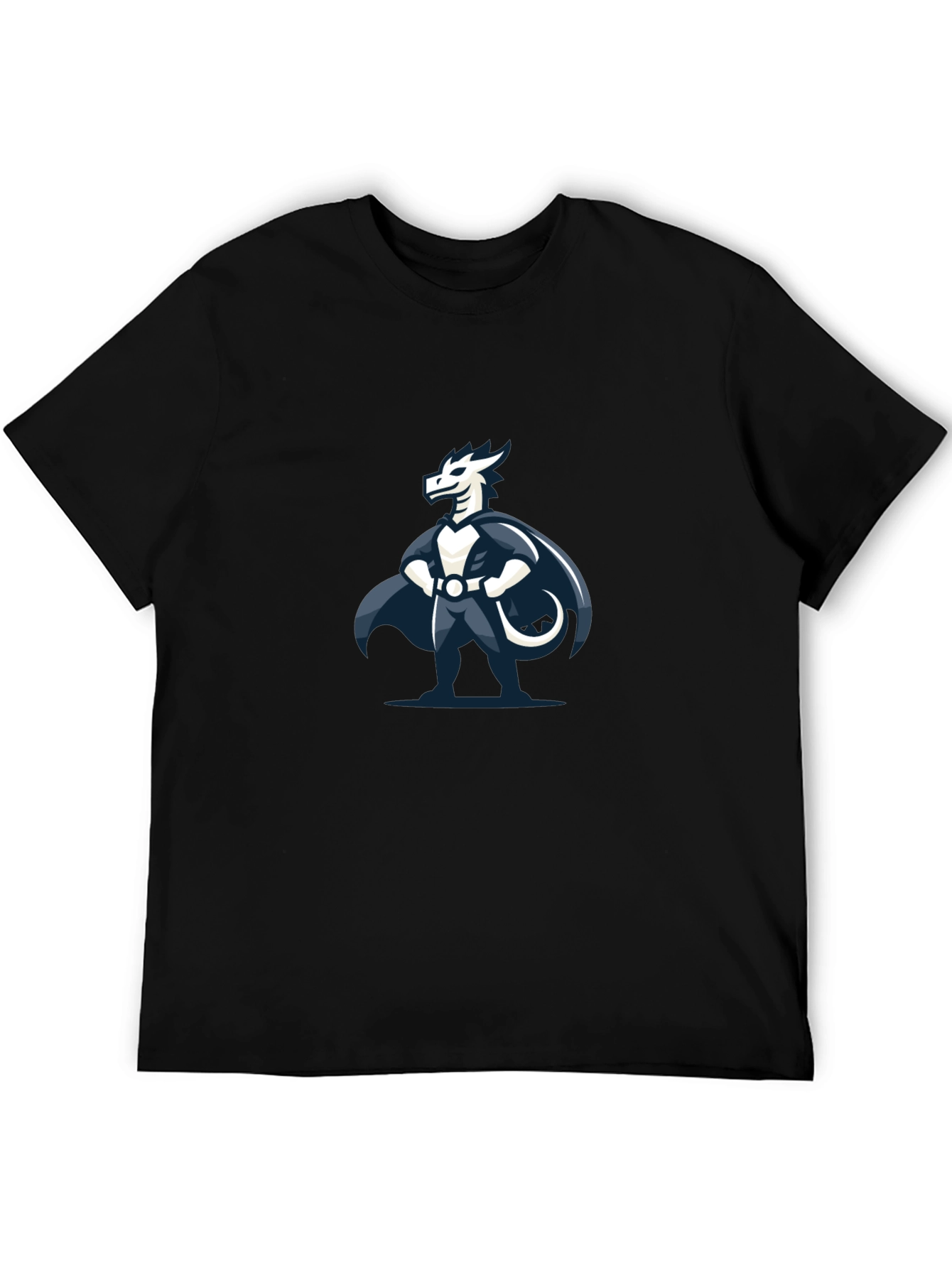 Black T-Shirt with Dragon Superhero Graphic