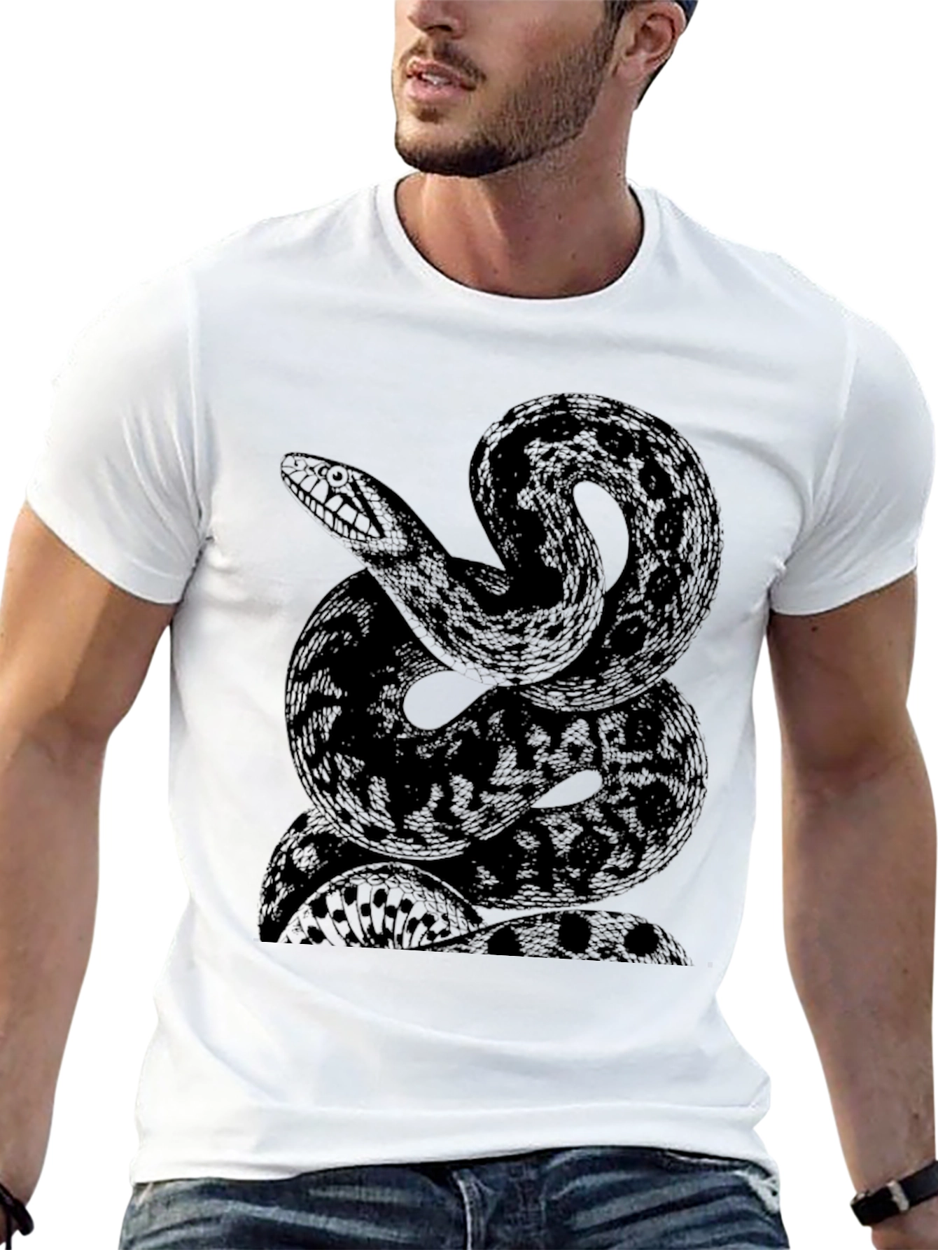 Black Snake Graphic Tee - Stylish Mens T-Shirt