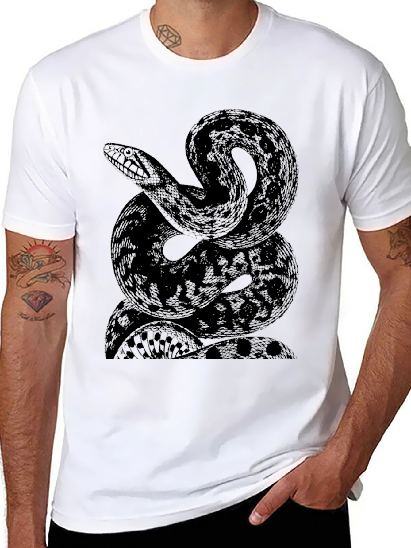 Black Snake Graphic Tee - Stylish Mens T-Shirt