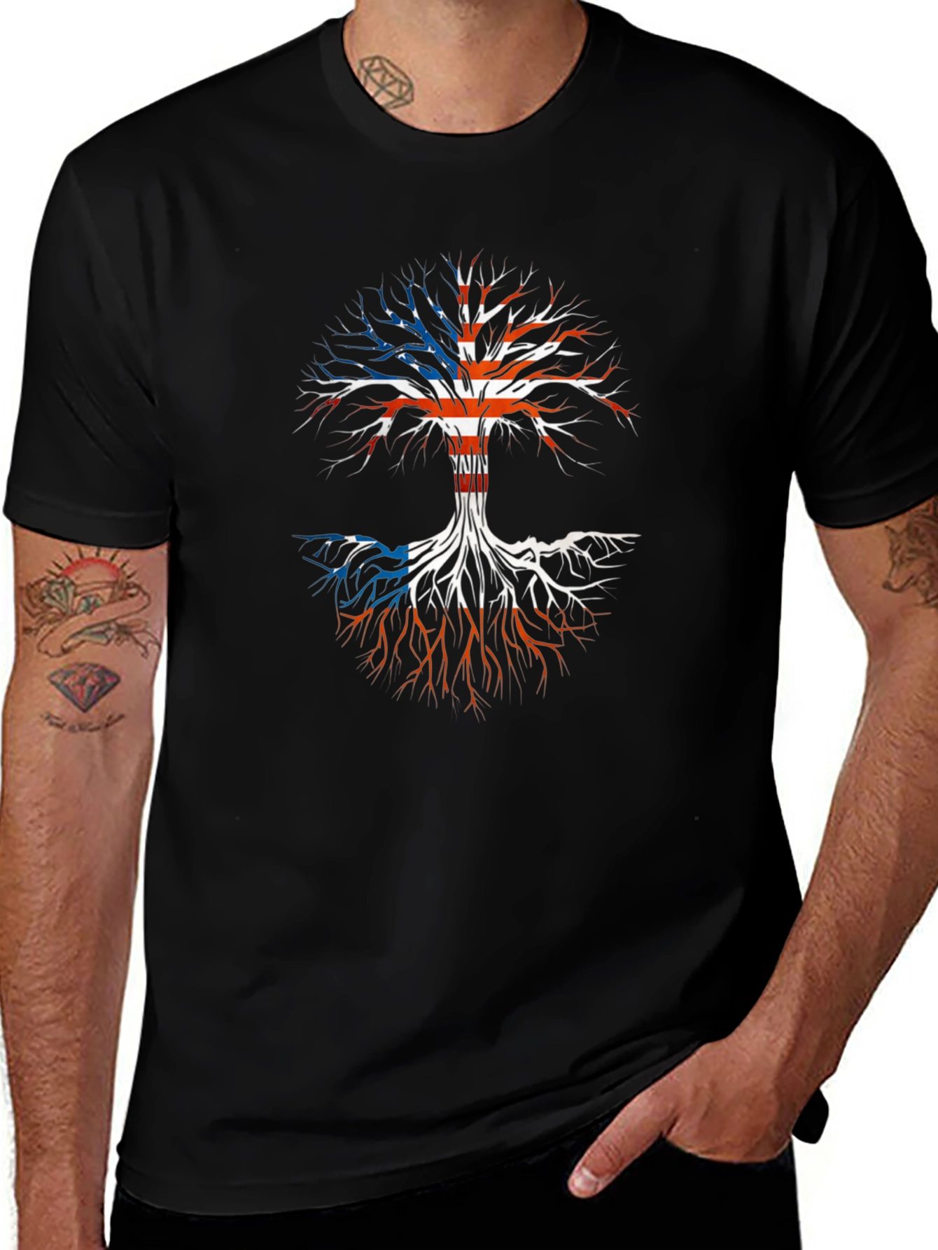 USA Puerto Rico Roots T-Shirt - Black