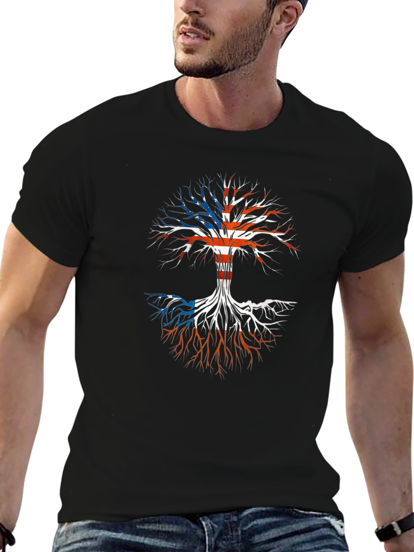 USA Puerto Rico Roots T-Shirt - Black