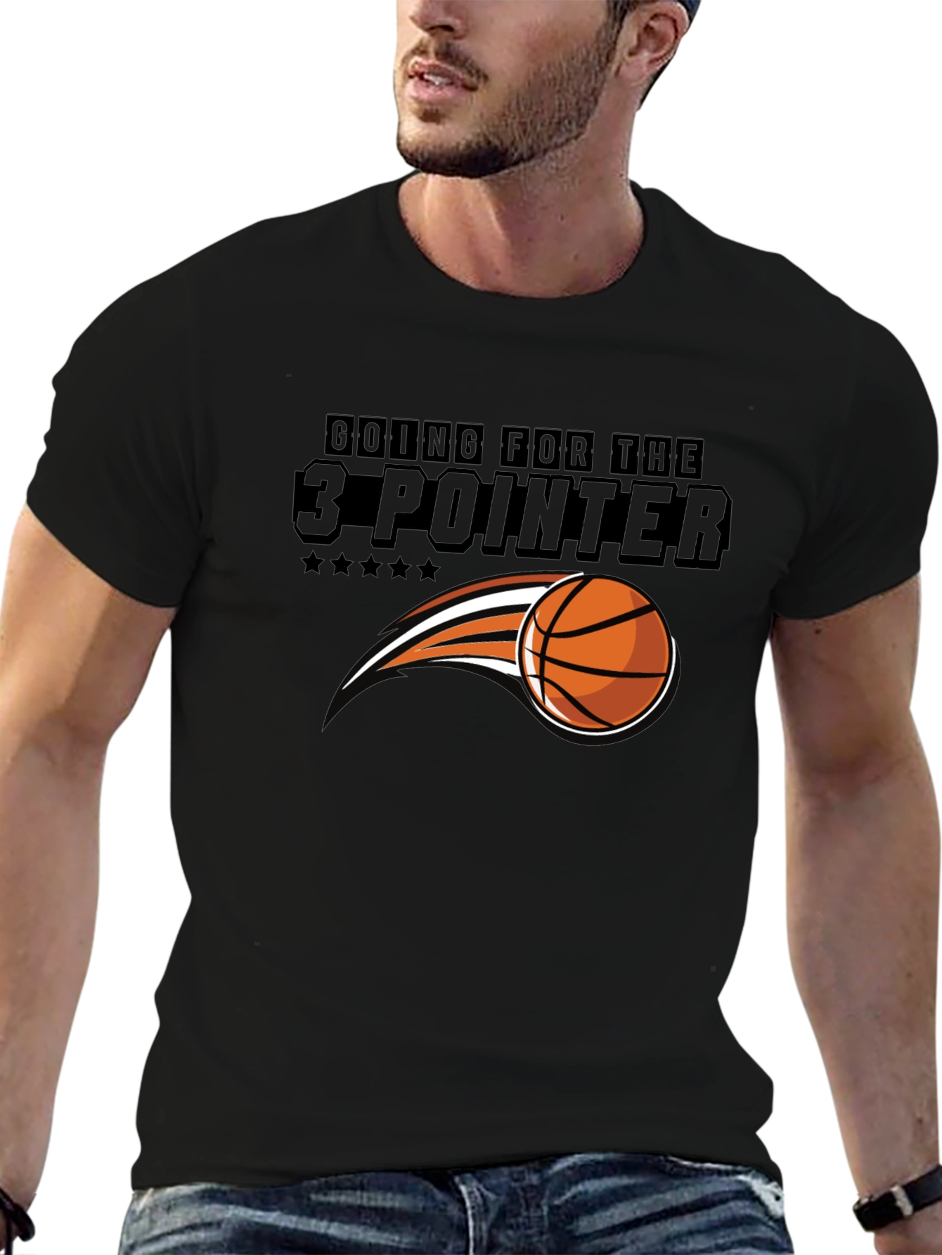 Basketball 3-Pointer Graphic Tee - Black T-Shirt