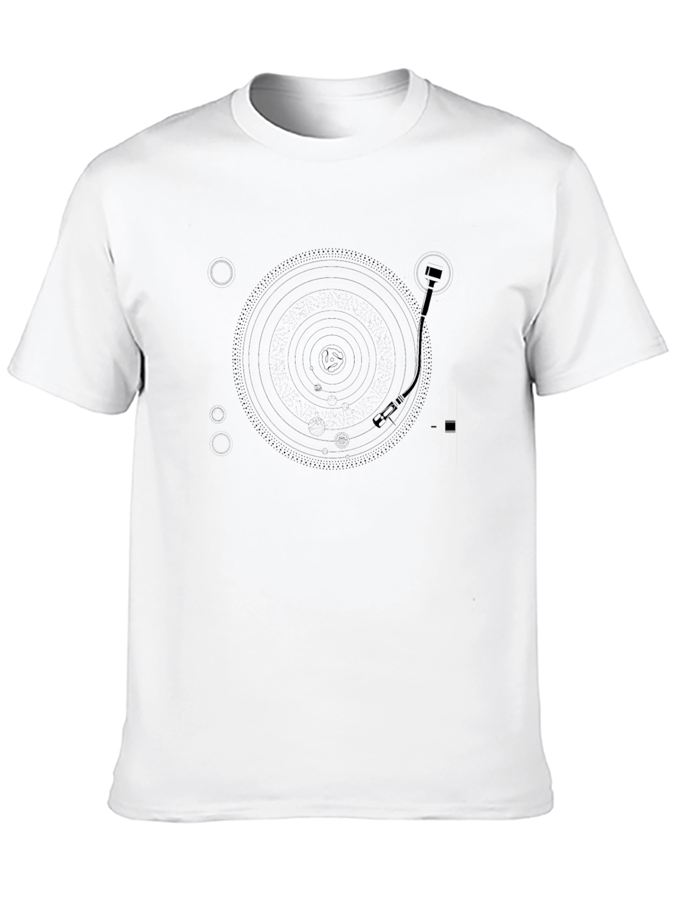 Retro Turntable Graphic Tee - Black Cotton Shirt